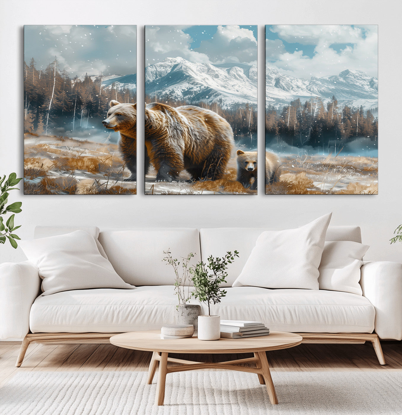 MGV-CV-60X30-3P - Bear and Baby Bear Wall Art Canvas Print