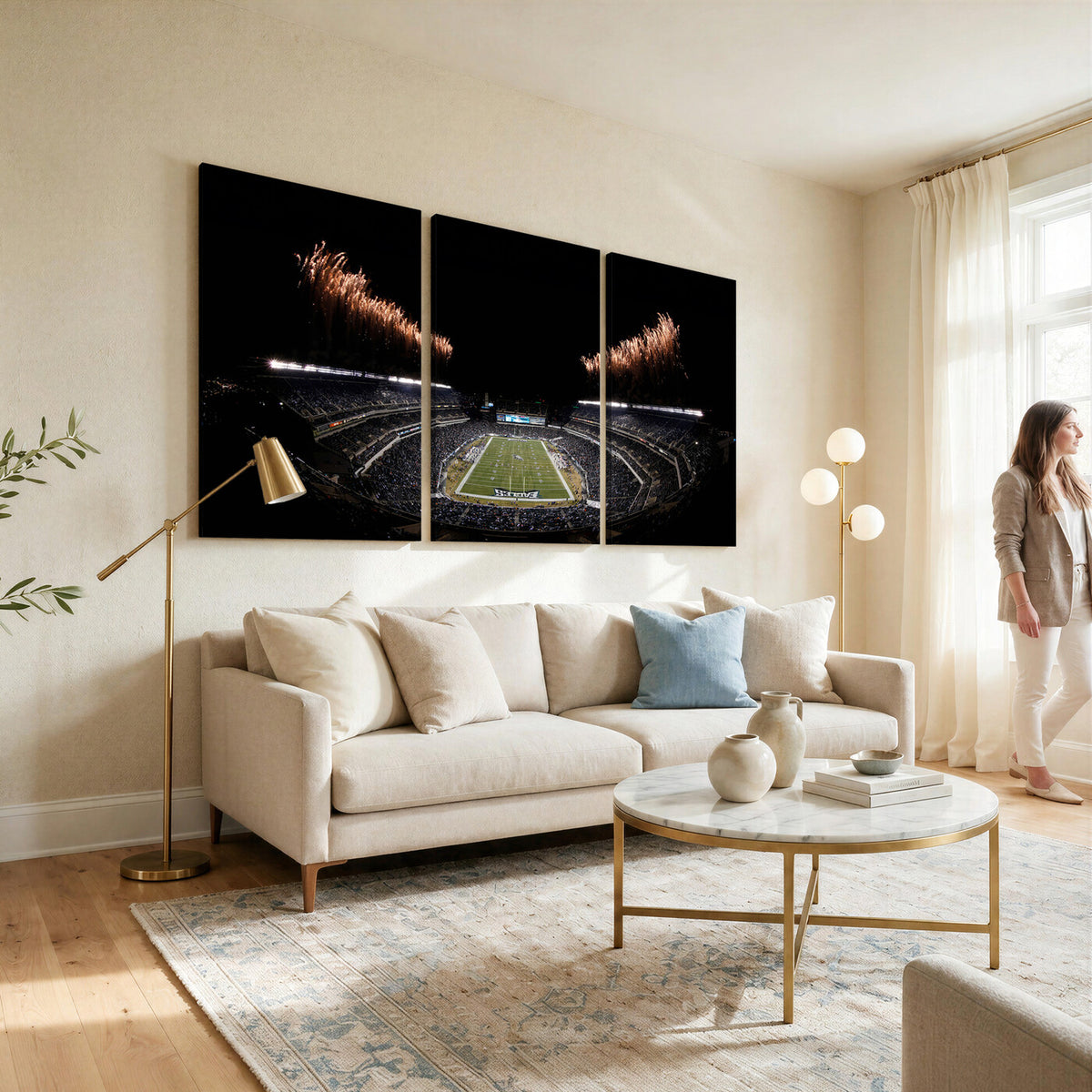 89680-MGV-CV-36X24 - Eagles Field Stadium Wall Art, Philadelphia Eagles Football, Framed and Ready to Hang