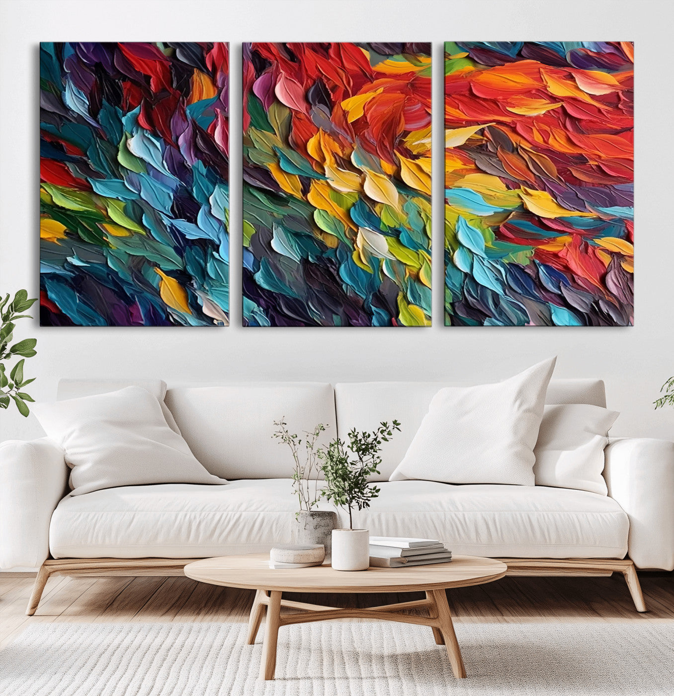 -Vibrant Abstract Leaf Wall Art Canvas Print | Bold Colorful Canvas for Living Room or Office | Ready