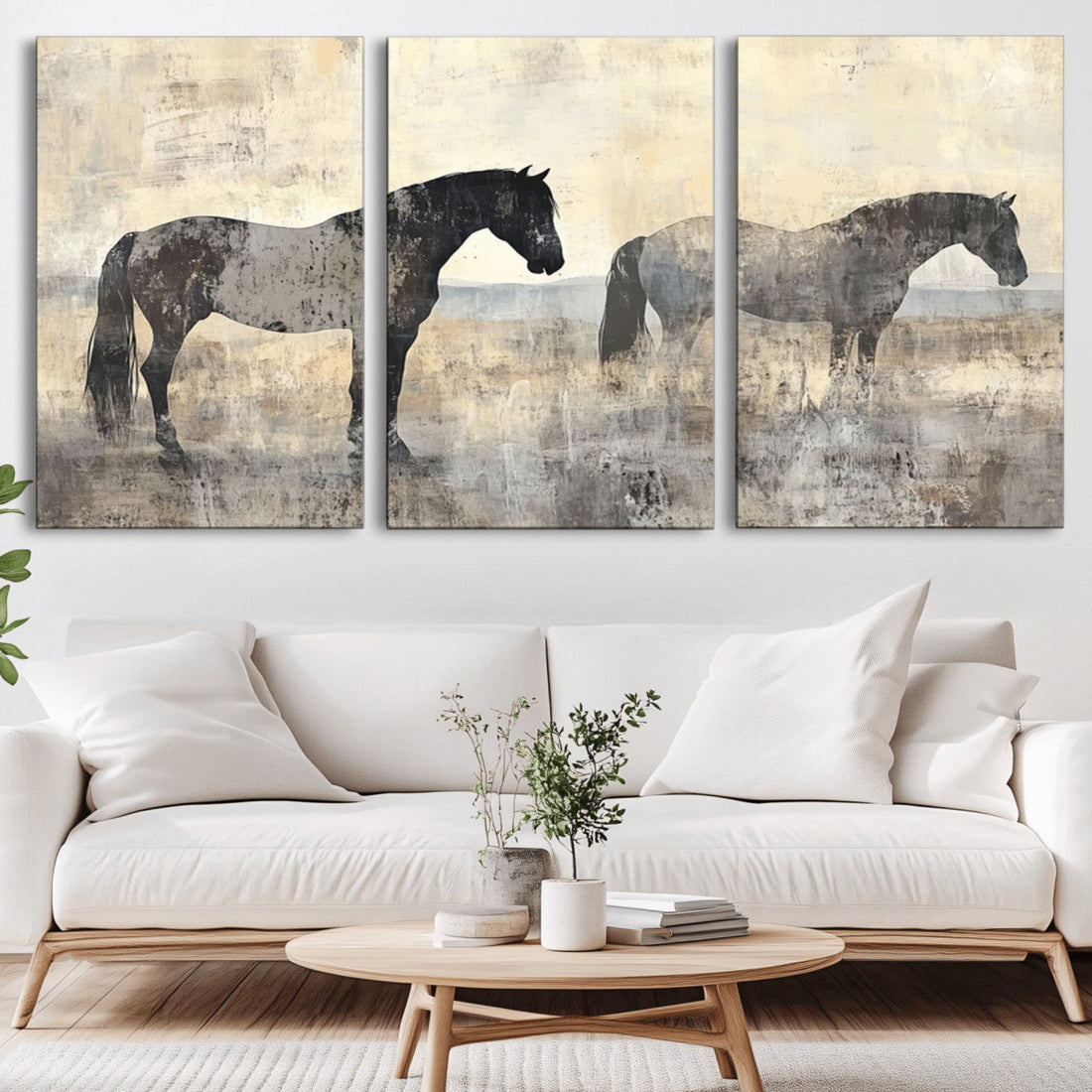 Vintage Horses Wall Art Canvas Print