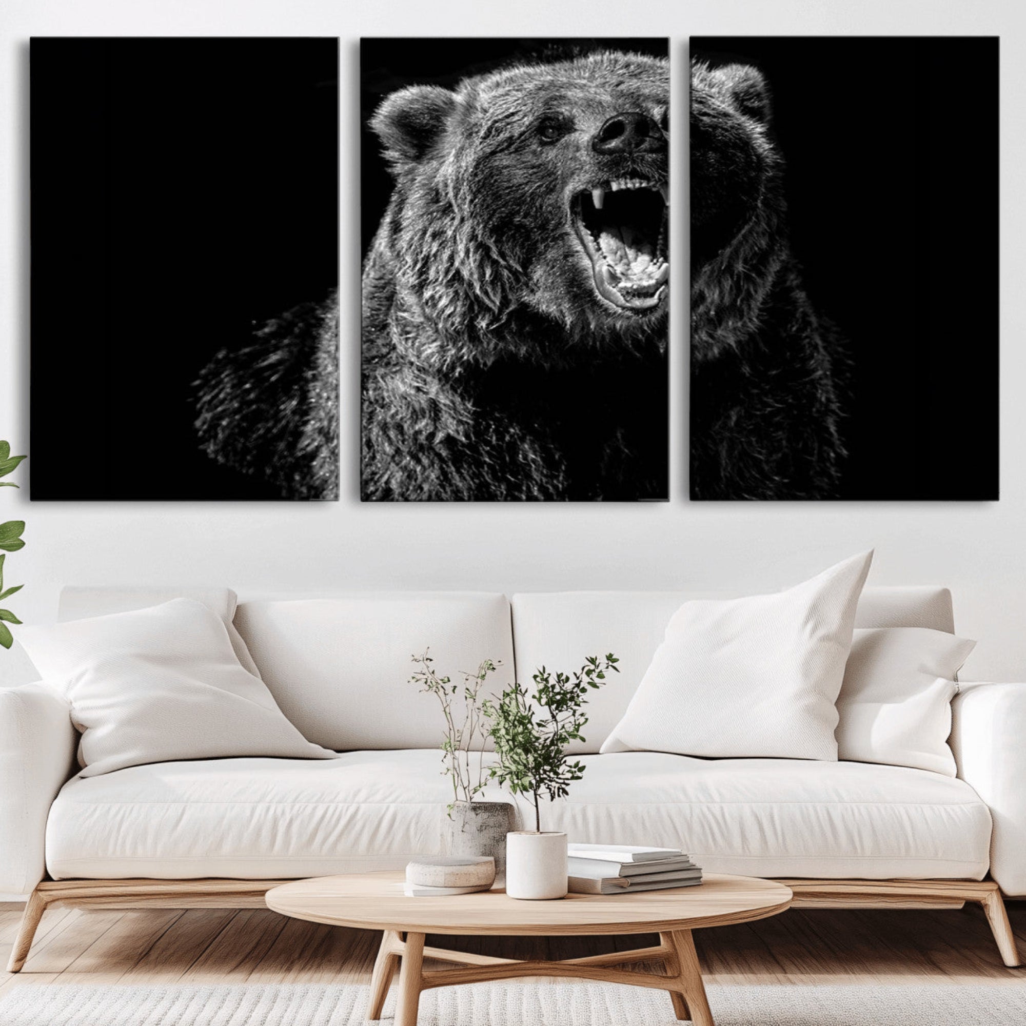 57891-MGV-CV-36X24-Bear Canvas Print | Wildlife Wall Art for Cabin Decor | Ready to Hang Framed