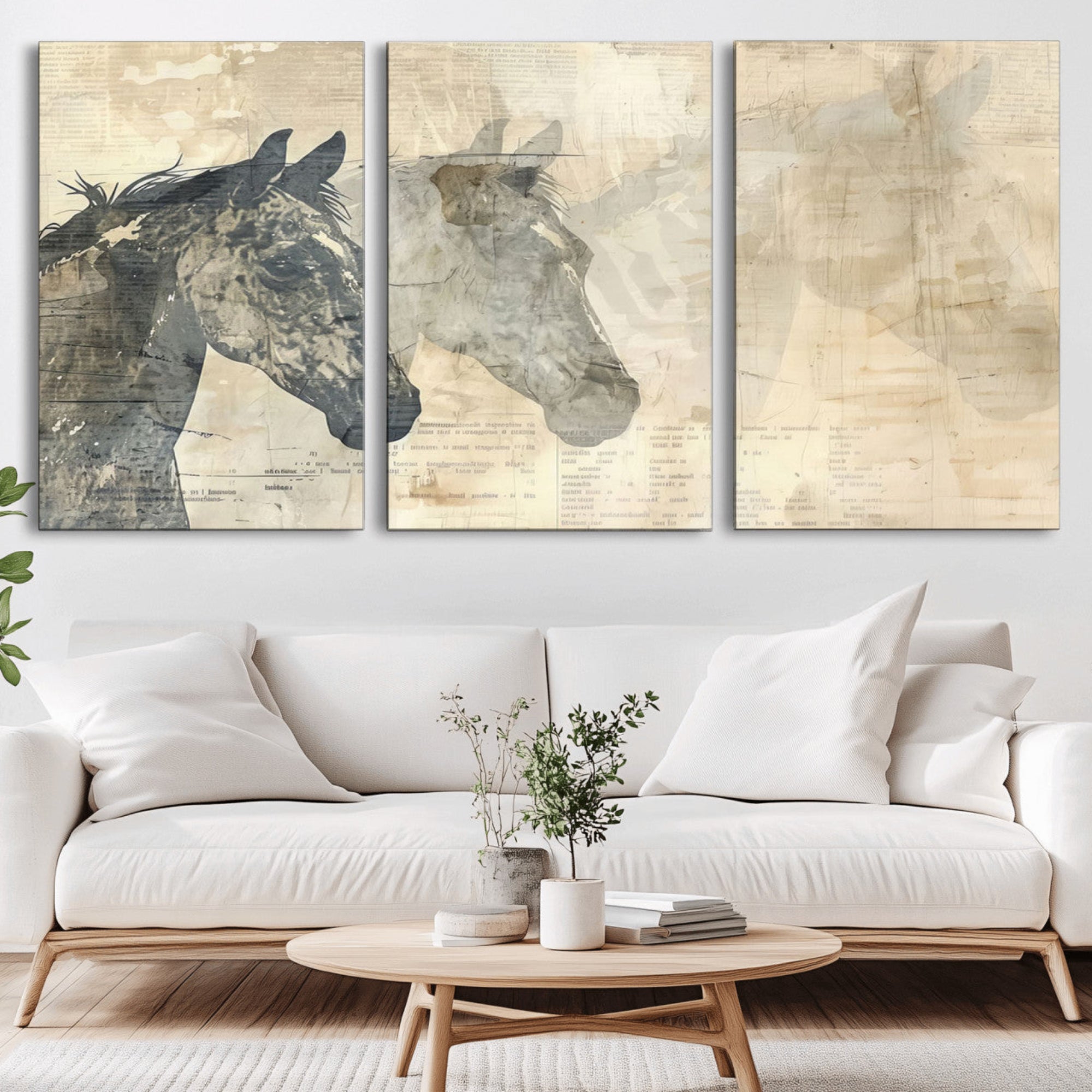 64301-MGV-CV-36X24-Abstract Horse Canvas Print | Modern Farmhouse Wall Art | Ready to Hang Framed