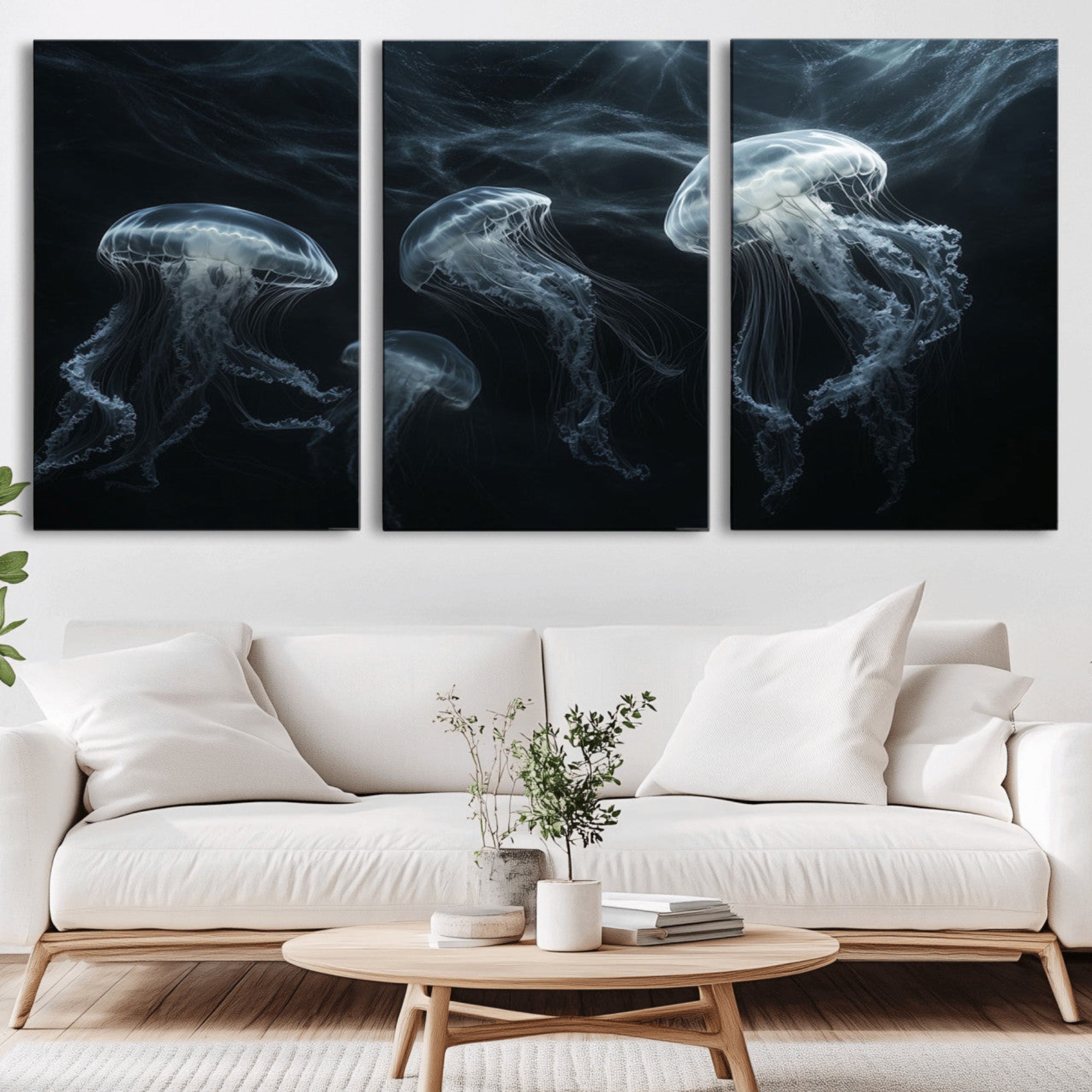 53117-MGV-CV-36X24-Jellyfish Wall Art Canvas Print, Elegant Wall Decor