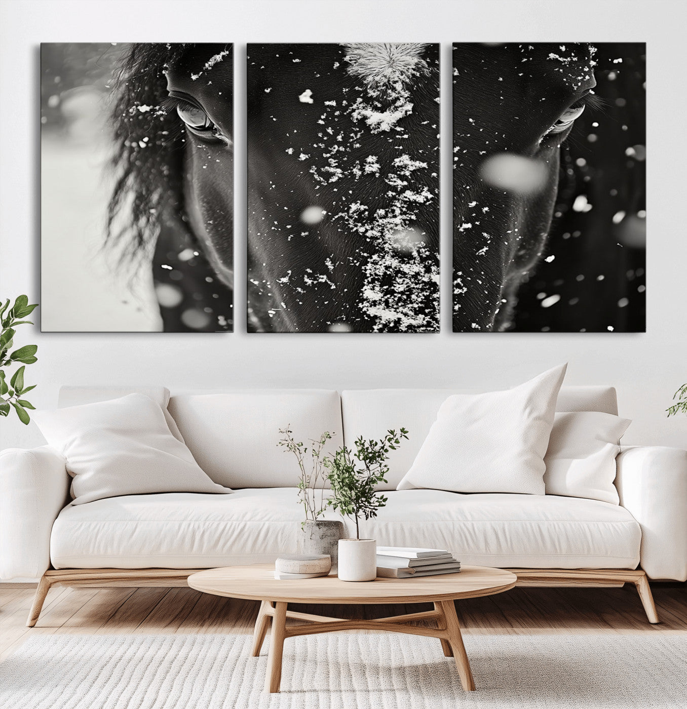 Winter Horse Snow Wall Art Canvas Print