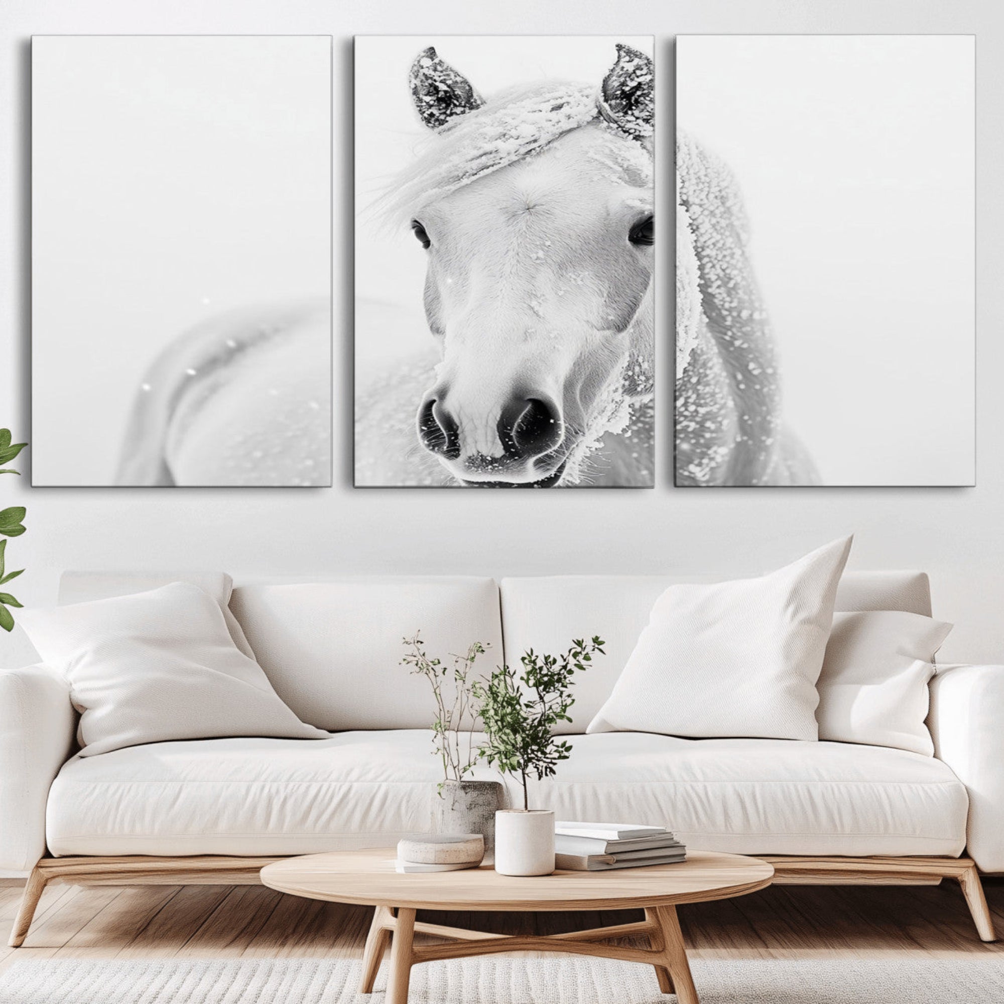 74782-MGV-CV-36X24-Majestic White Horse Wall Art | Ready to Hang and Framed | Farmhouse Wall Decor for Living Room