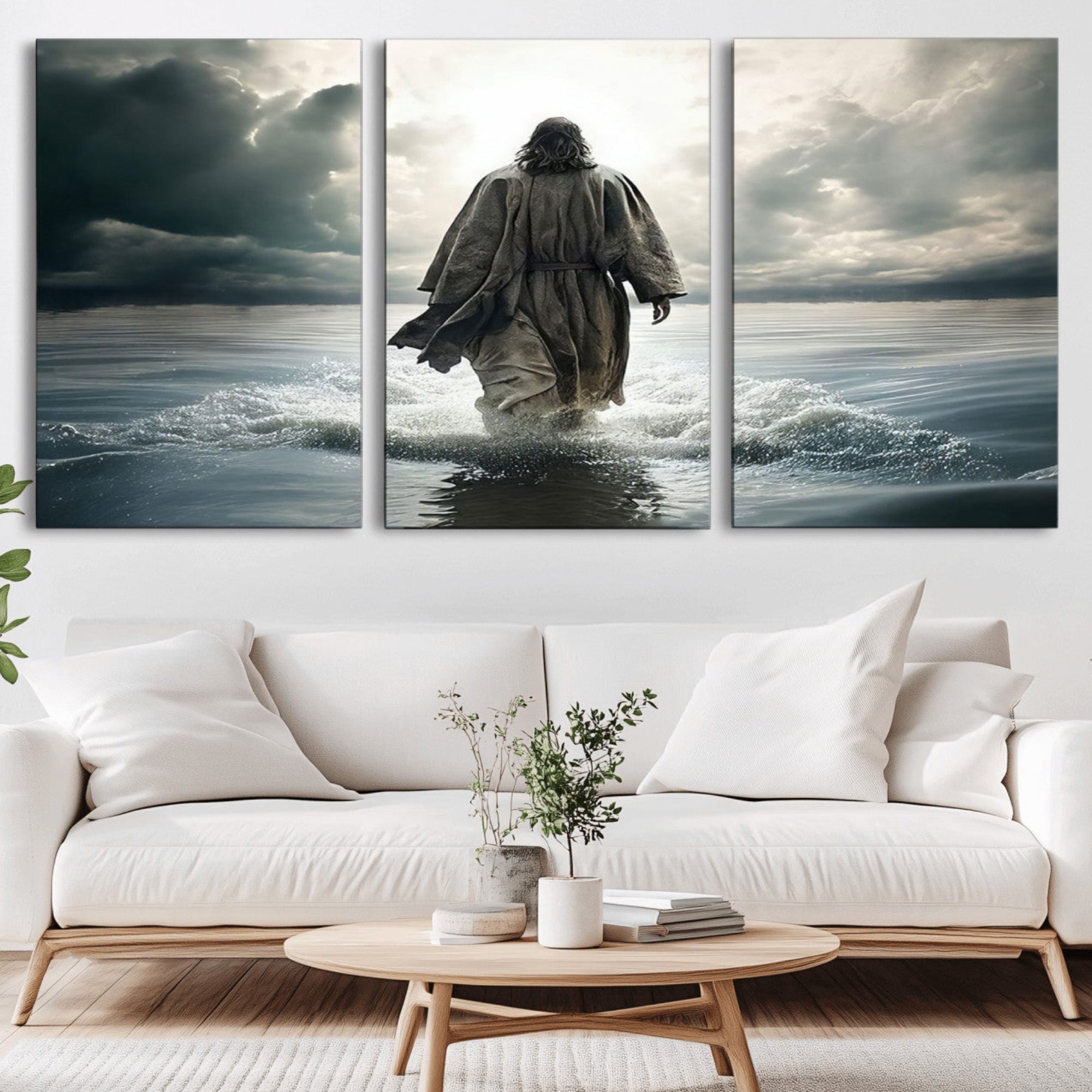 62787-MGV-CV-36X24-Jesus Walking on Water Wall Art | Canvas Print | Ready to Hang | Christian Home Decor | Spiritual