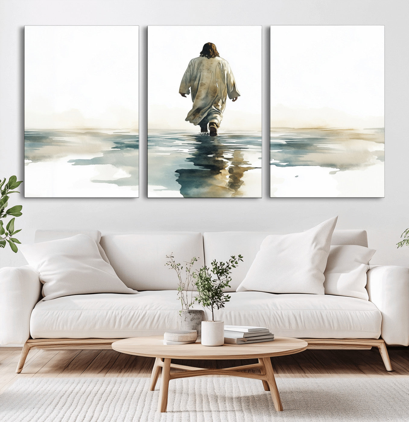 MGV-CV-60X30-3P - Abstract Jesus Wall Art Canvas Print, Christian Wall Art, Jesus Christ Walking