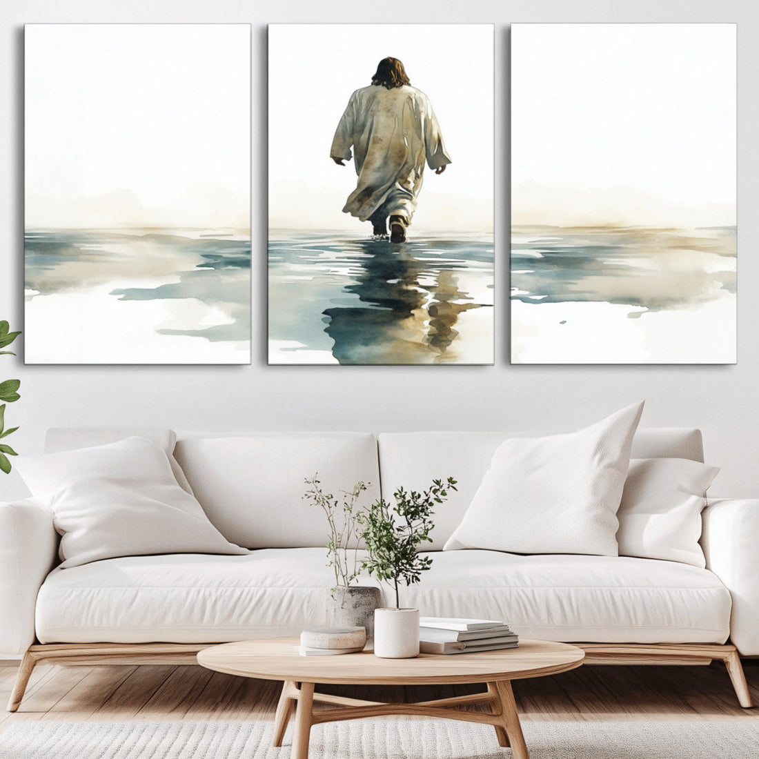 Abstract Jesus Wall Art Canvas Print, Christian Wall Art, Jesus Walking on Water