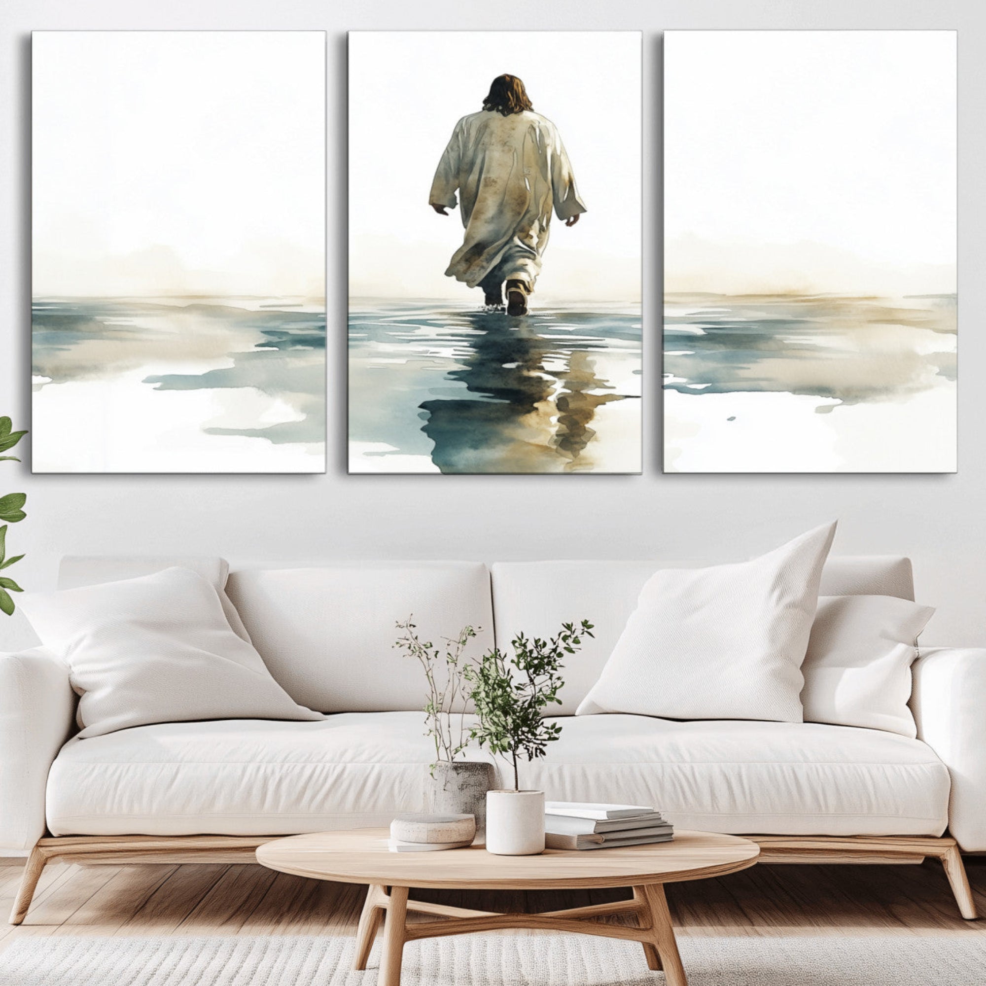 77475-MGV-CV-36X24-Abstract Jesus Wall Art Canvas Print, Christian Wall Art, Jesus Christ Walking