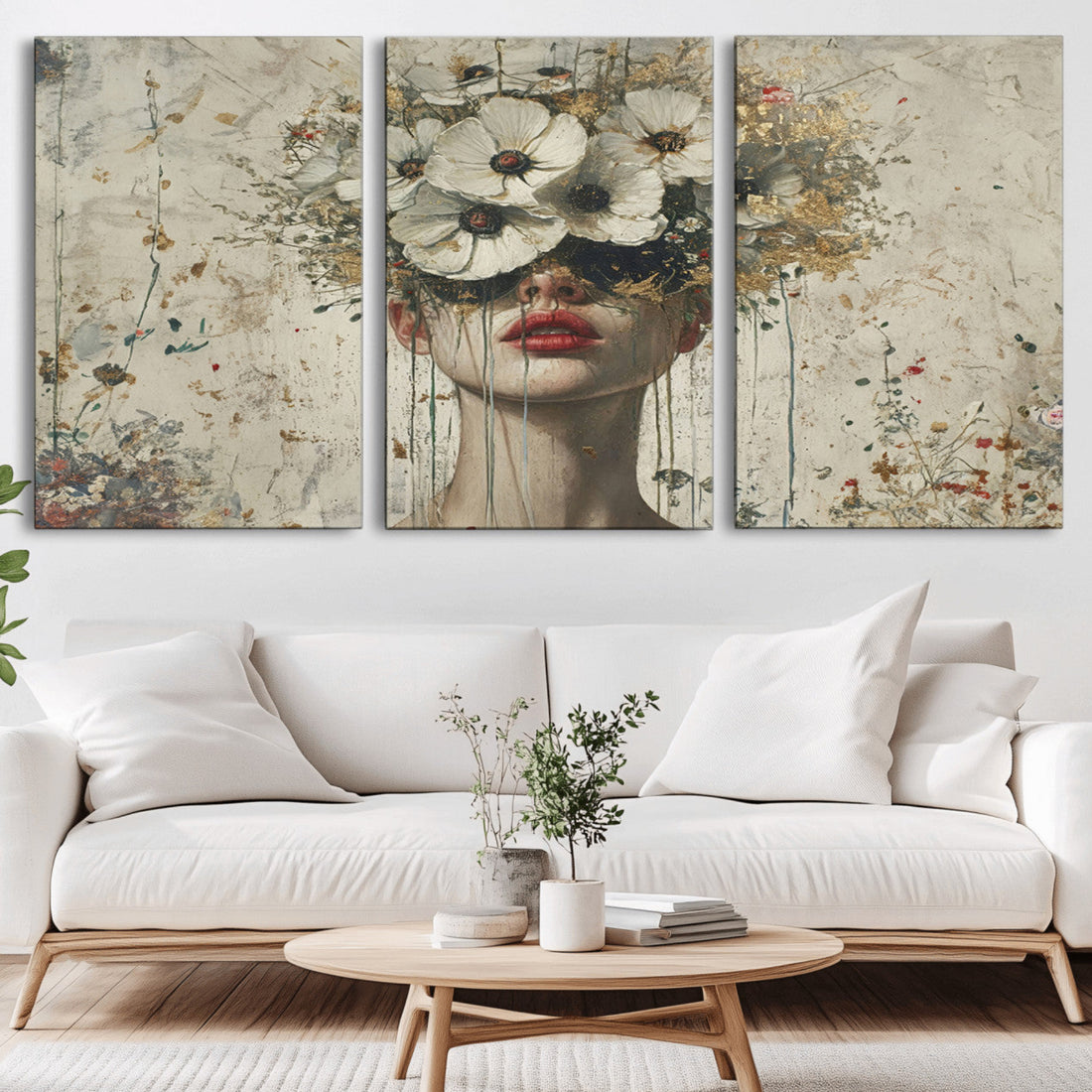 Abstract Floral Women Pastel Wall Art Canvas Print