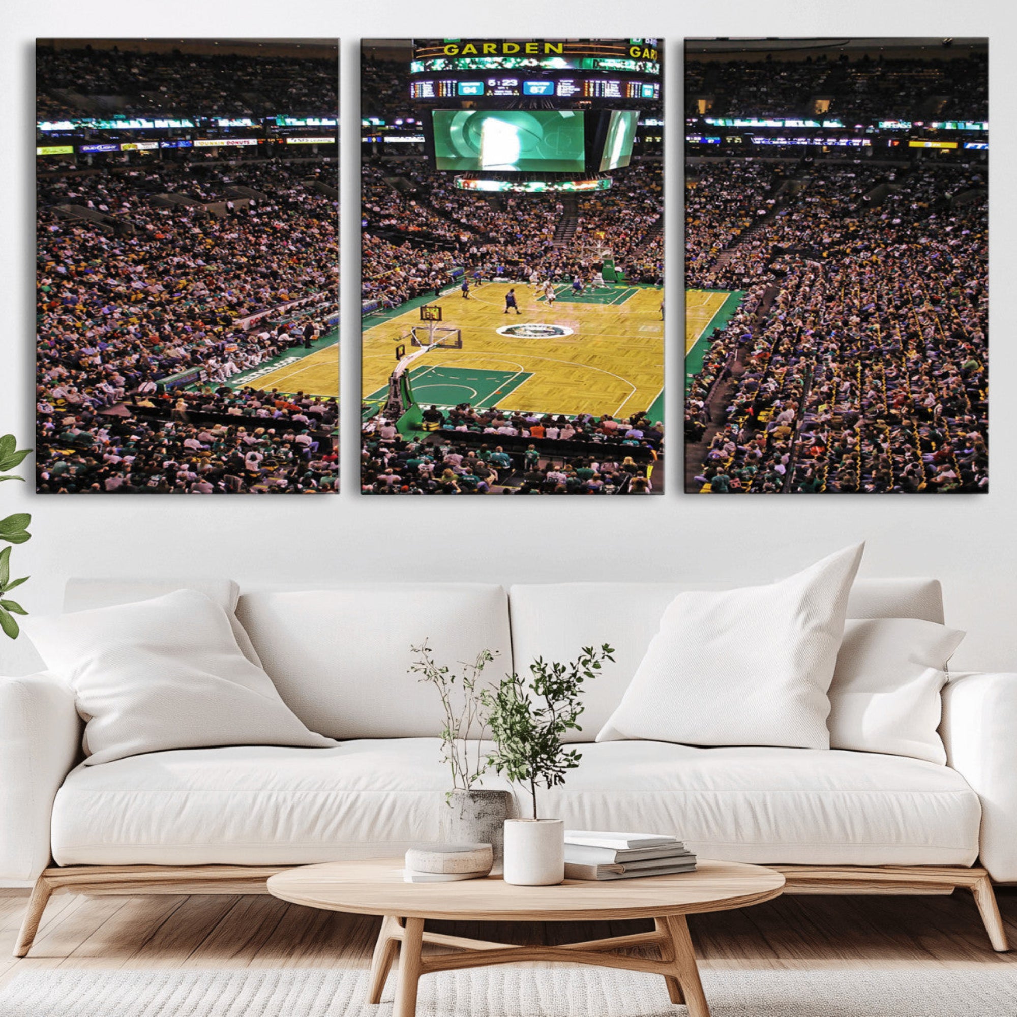 19201-MGV-CV-36X24-Celtics Game Versus The Timberwolves | Baseball Stadium Wall Art | Canvas Print | Ready to Hang