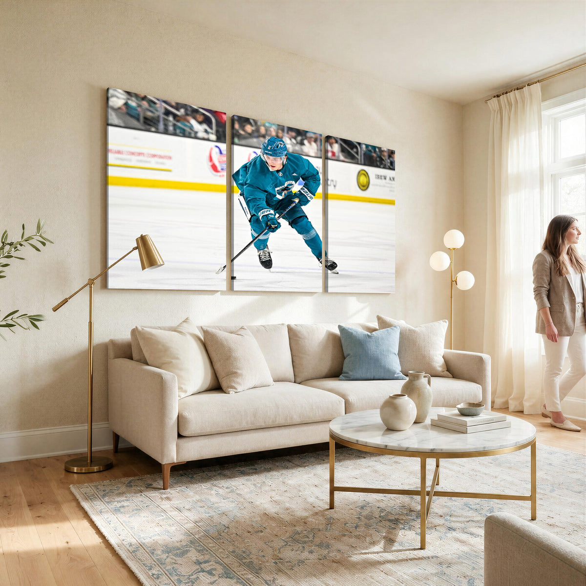 69179-MGV-CV-36X24 - San Jose Sharks Ice Hockey Player Wall Art Canvas Print