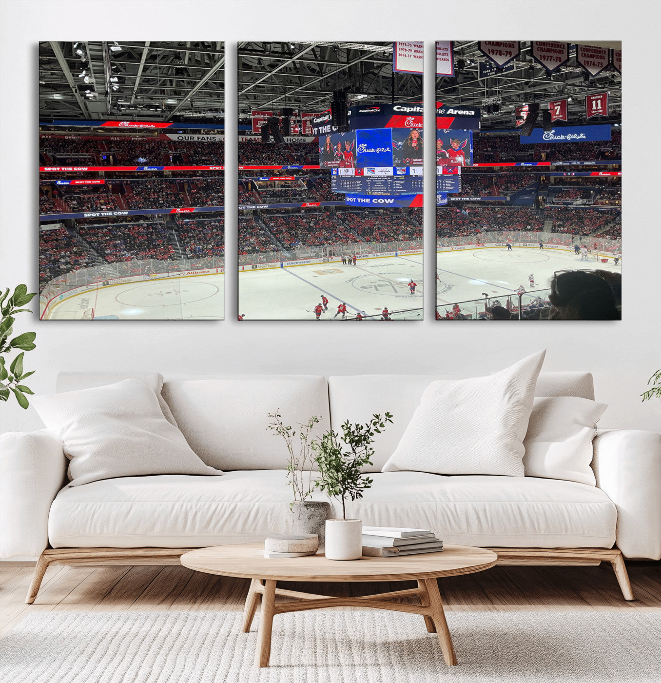 MGV-CV-60X30-3P - Washington Capitols New York Rangers Ice Hockey Game Stadium Wall Art Canvas Print