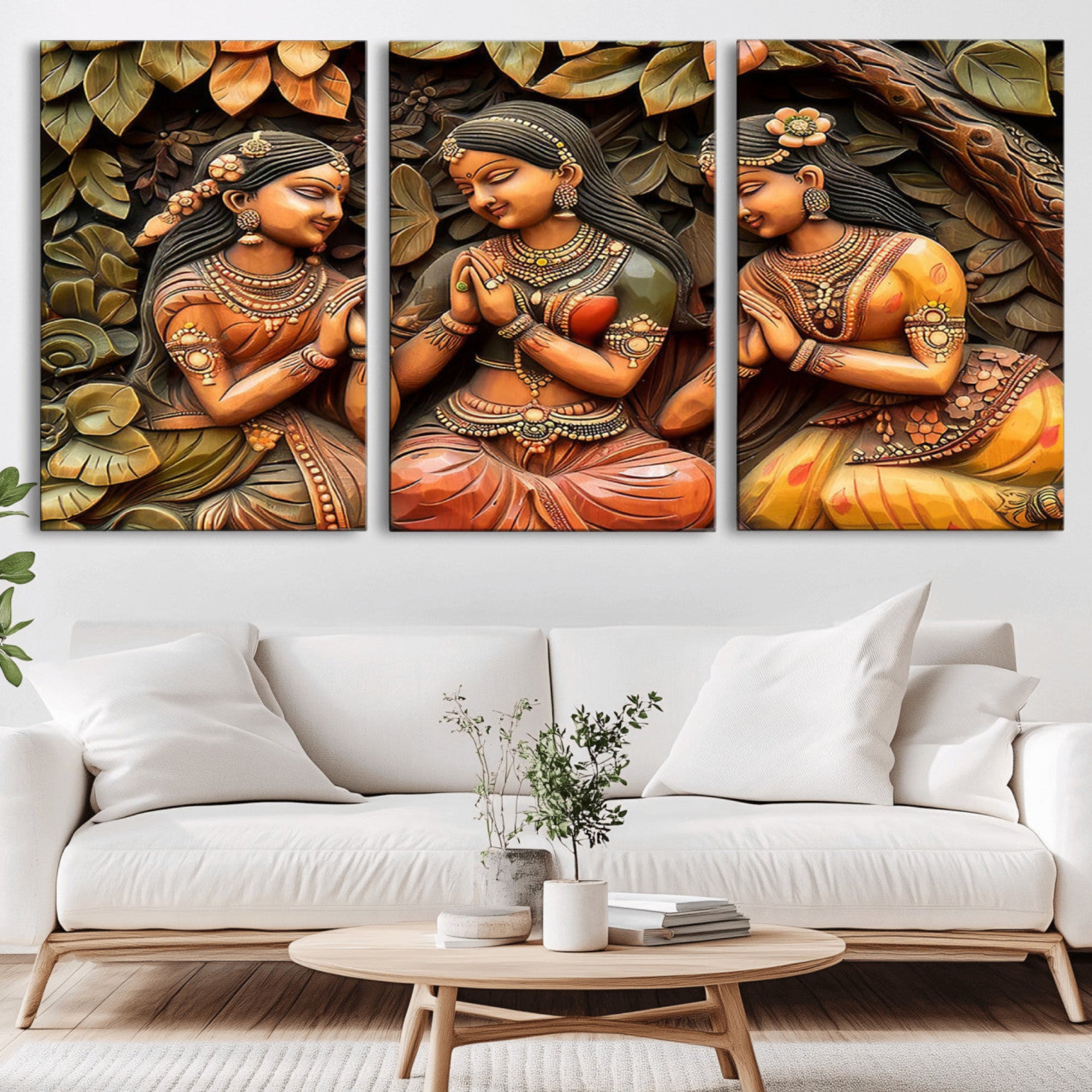 12926-MGV-CV-36X24-Indian Woman Statue Wall Art Canvas Print