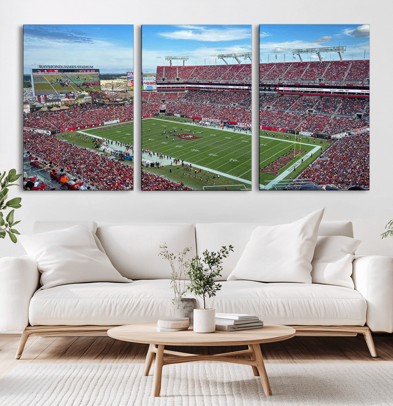 MGV-CV-60X30-3P - Florida Tampa Raymond James Stadium Wall Art Canvas Print - NFL Football Stadium Print Canvas