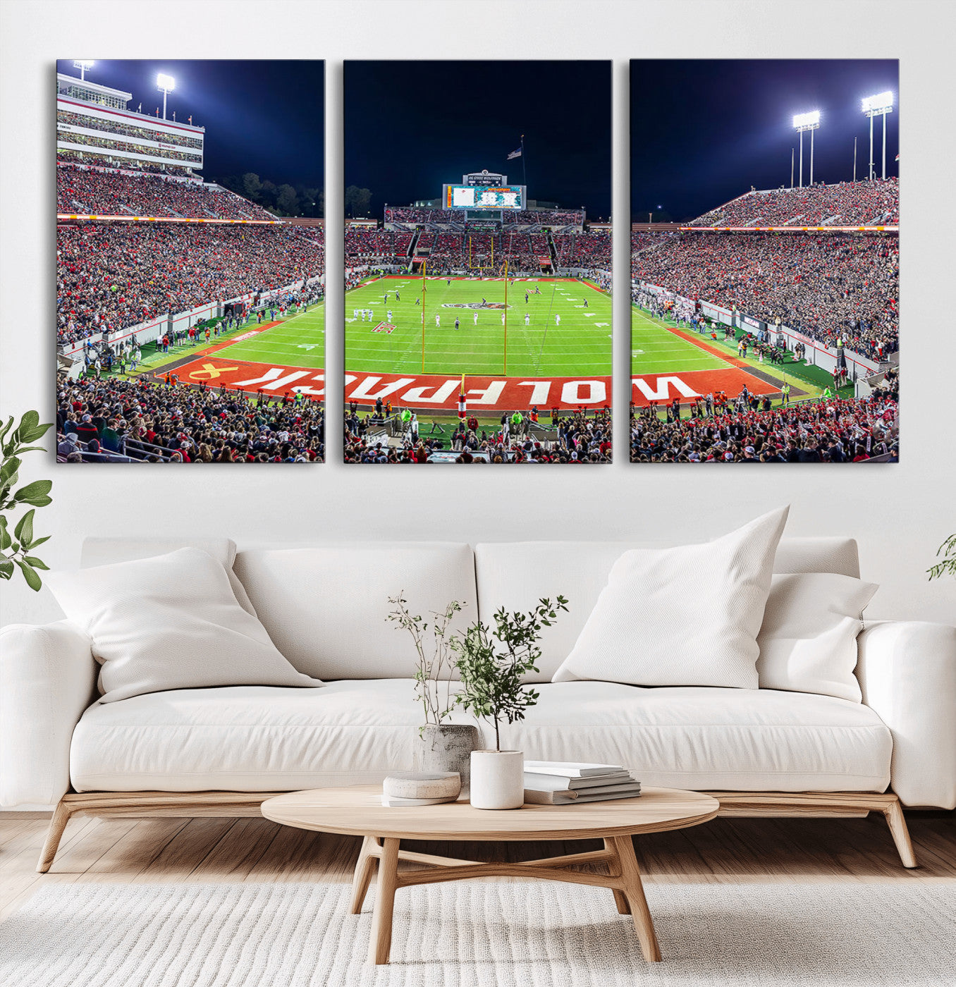 MGV-CV-60X30-3P - NC State Wolfpack Canvas Print - Raleigh Carter-Finley Stadium Wall Art, Football Team Canvas Print