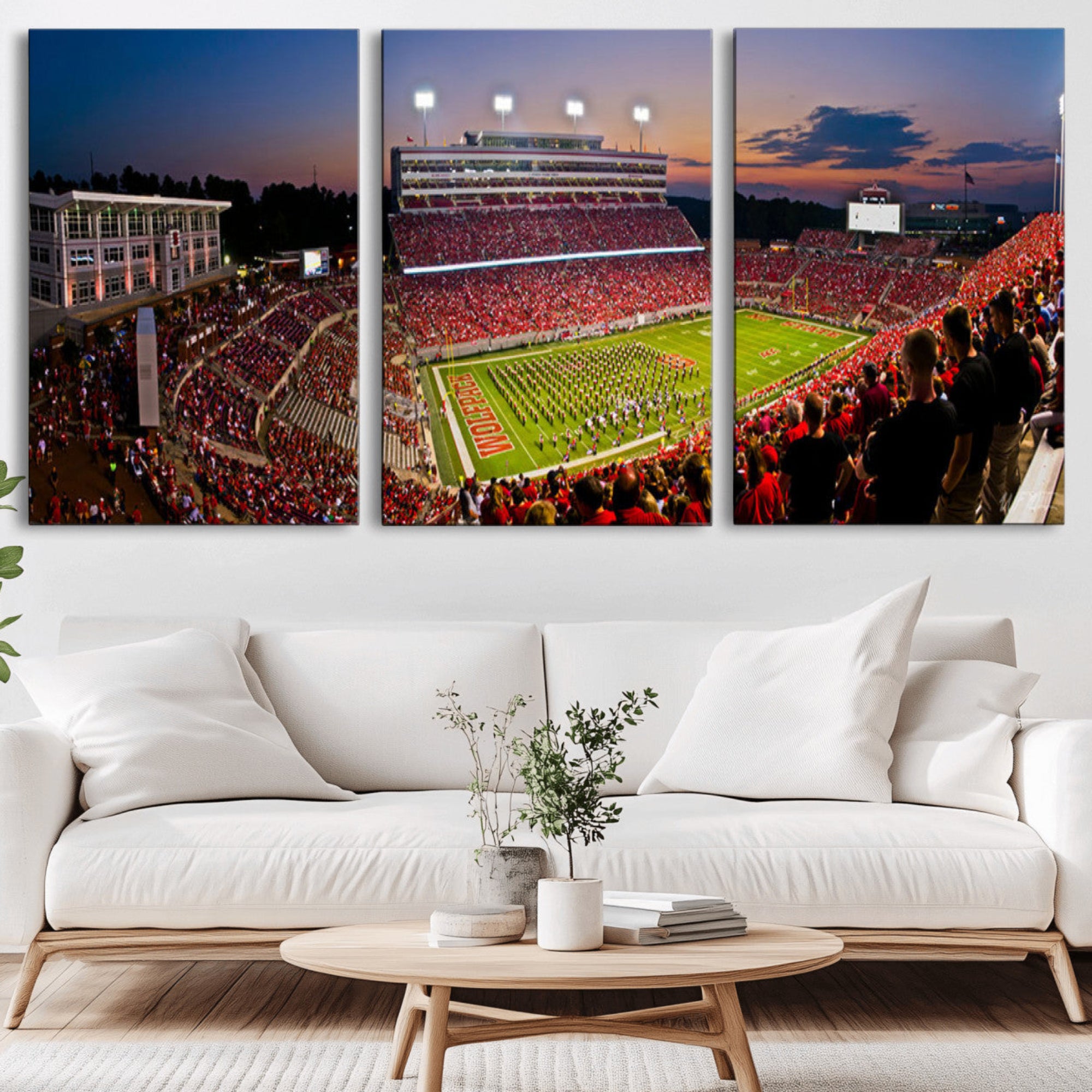 87655-MGV-CV-36X24-NC State Wolfpack Football Team Print - Raleigh Carter-Finley Stadium Wall Art Canvas Print