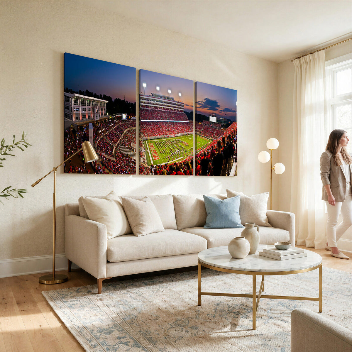 87655-MGV-CV-36X24 - NC State Wolfpack Football Team Print - Raleigh Carter-Finley Stadium Wall Art Canvas Print