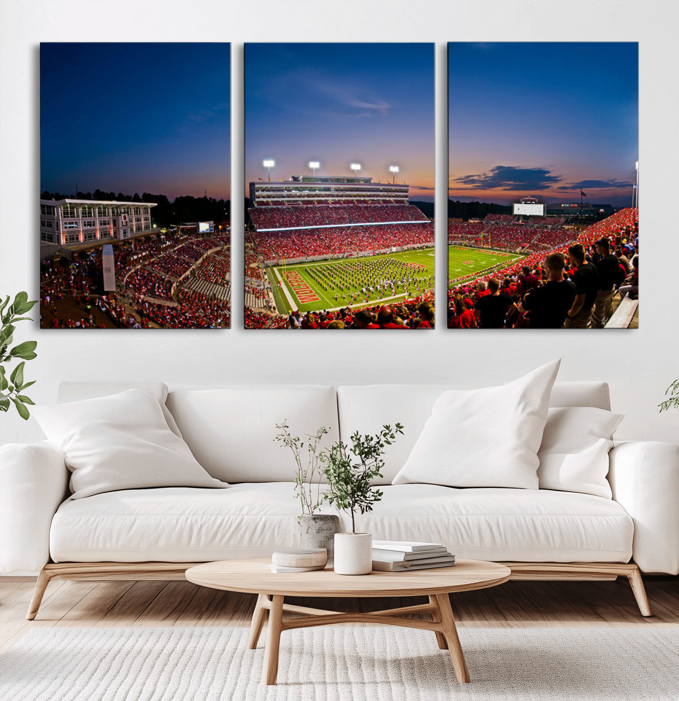 MGV-CV-60X30-3P - NC State Wolfpack Football Team Print - Raleigh Carter-Finley Stadium Wall Art Canvas Print