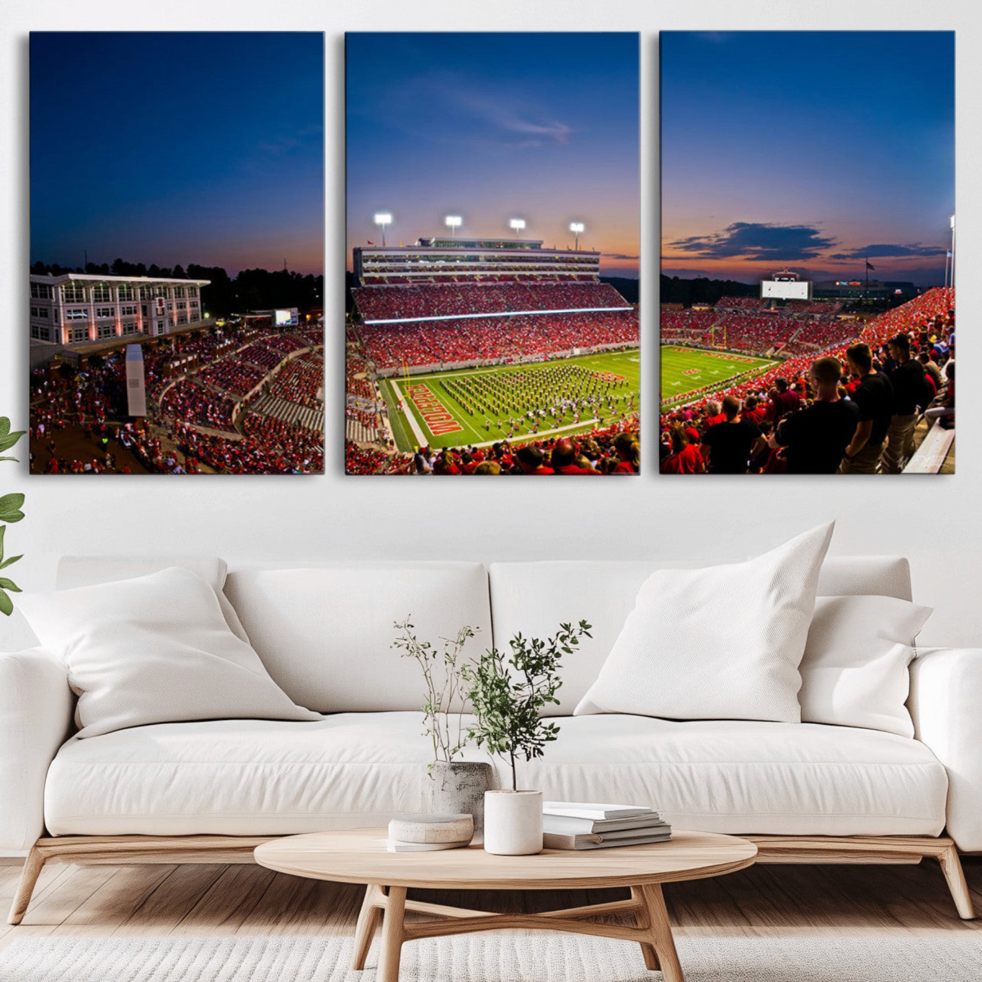 33313-MGV-CV-36X24-NC State Wolfpack Football Team Print - Raleigh Carter-Finley Stadium Wall Art Canvas Print