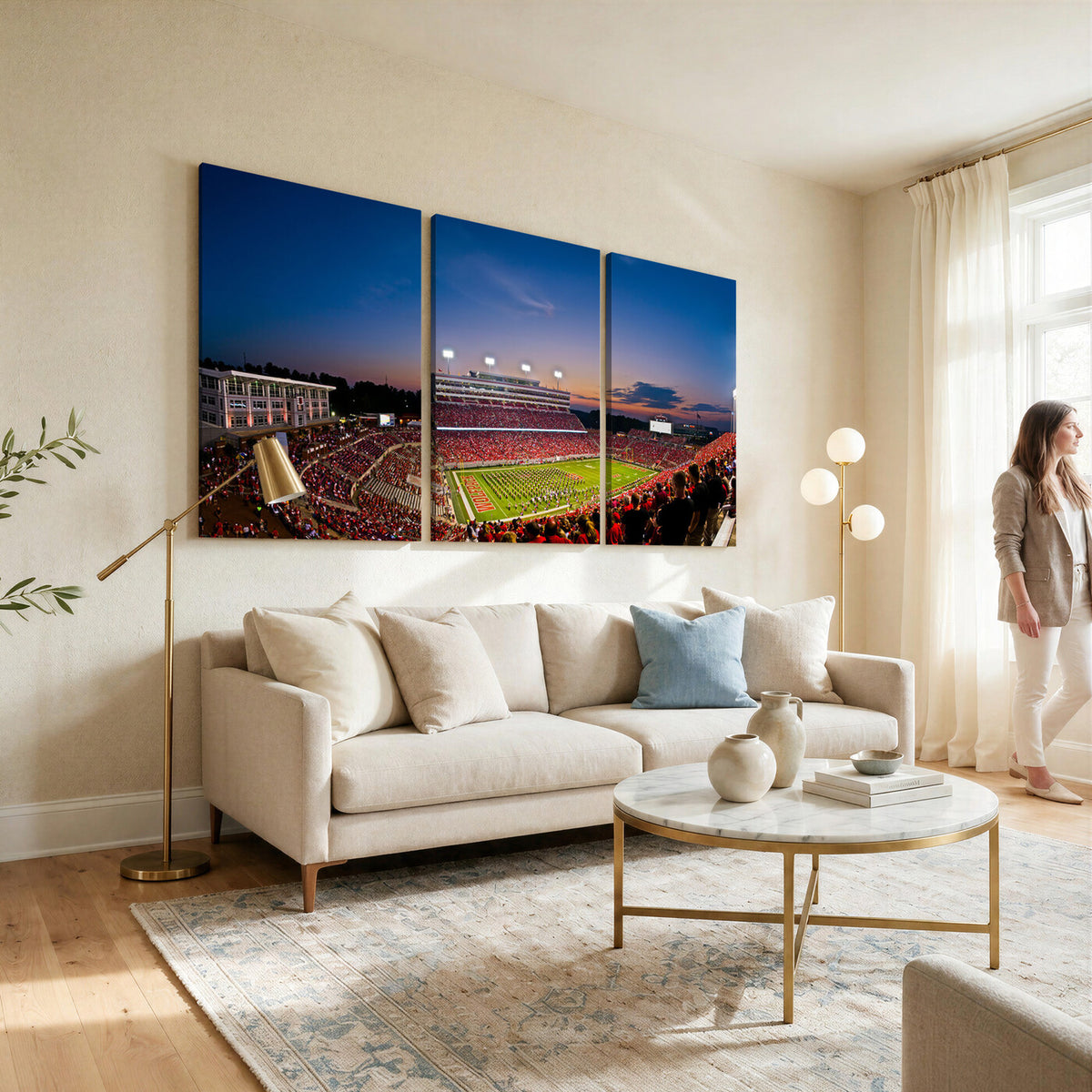 33313-MGV-CV-36X24 - NC State Wolfpack Football Team Print - Raleigh Carter-Finley Stadium Wall Art Canvas Print
