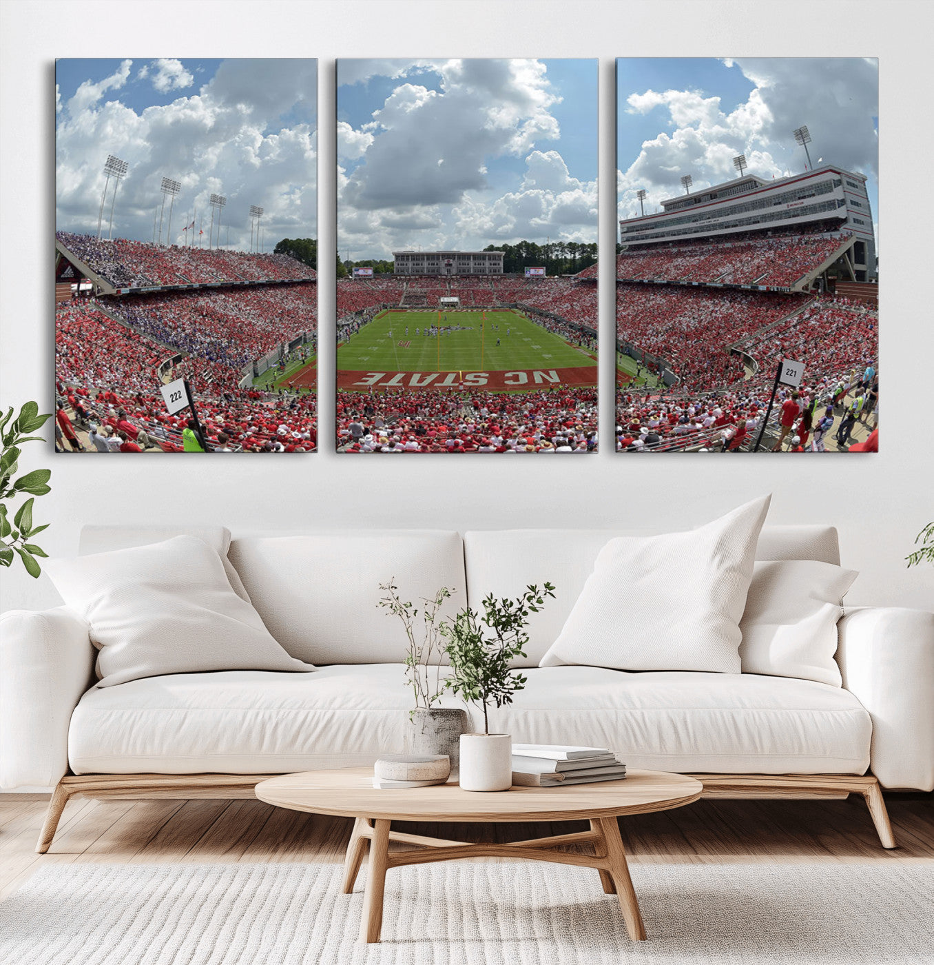 MGV-CV-60X30-3P - NC State Wolfpack Football Team Print Canvas- Raleigh Carter-Finley Stadium Wall Art Canvas Print
