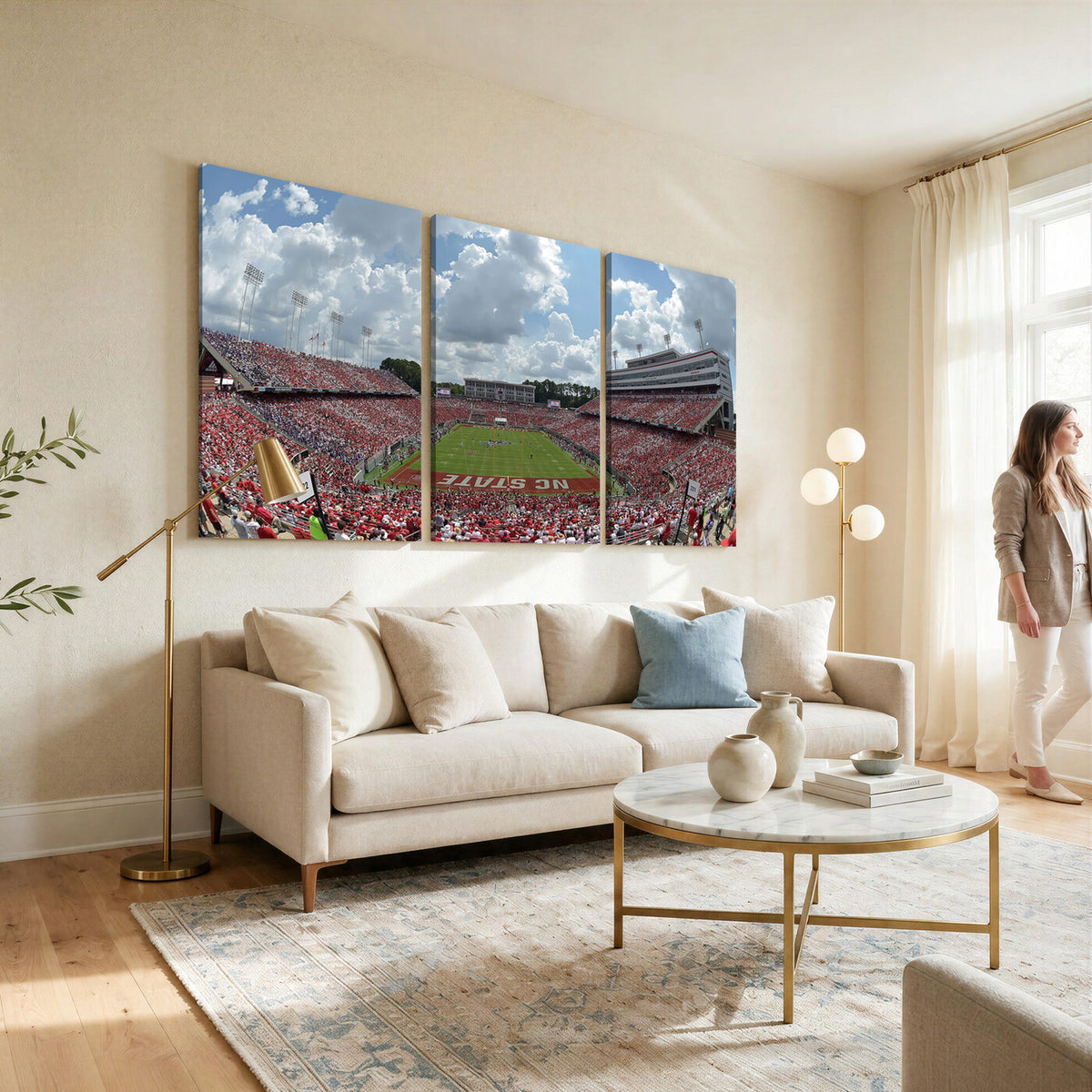 30640-MGV-CV-36X24 - NC State Wolfpack Football Team Print Canvas- Raleigh Carter-Finley Stadium Wall Art Canvas Print
