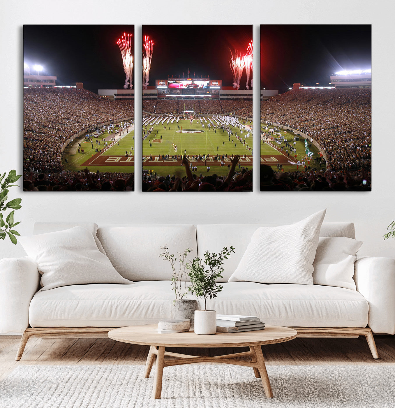 MGV-CV-60X30-3P - Framed Florida State Seminoles Football Team Print - Tallahassee Doak Campbell Stadium Wall Art