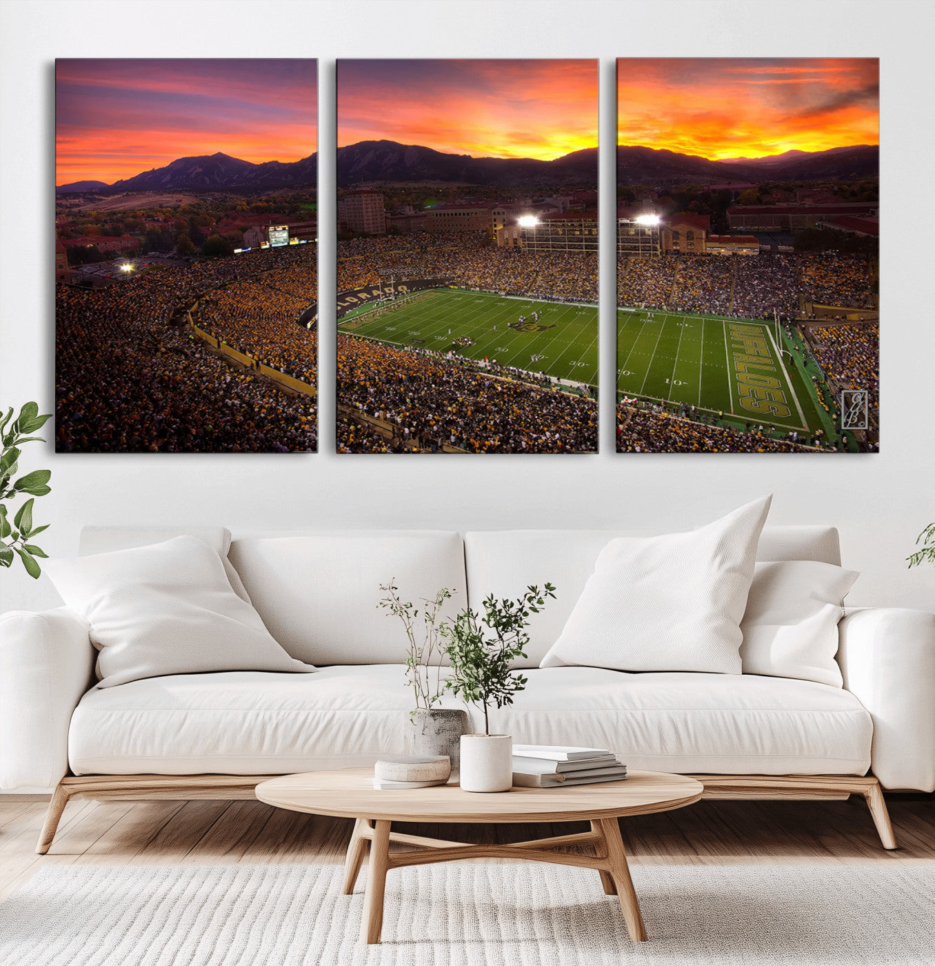 MGV-CV-60X30-3P - Colorado Buffaloes Football Team Print - Boulder Folsom Field Stadium Wall Art Canvas Print