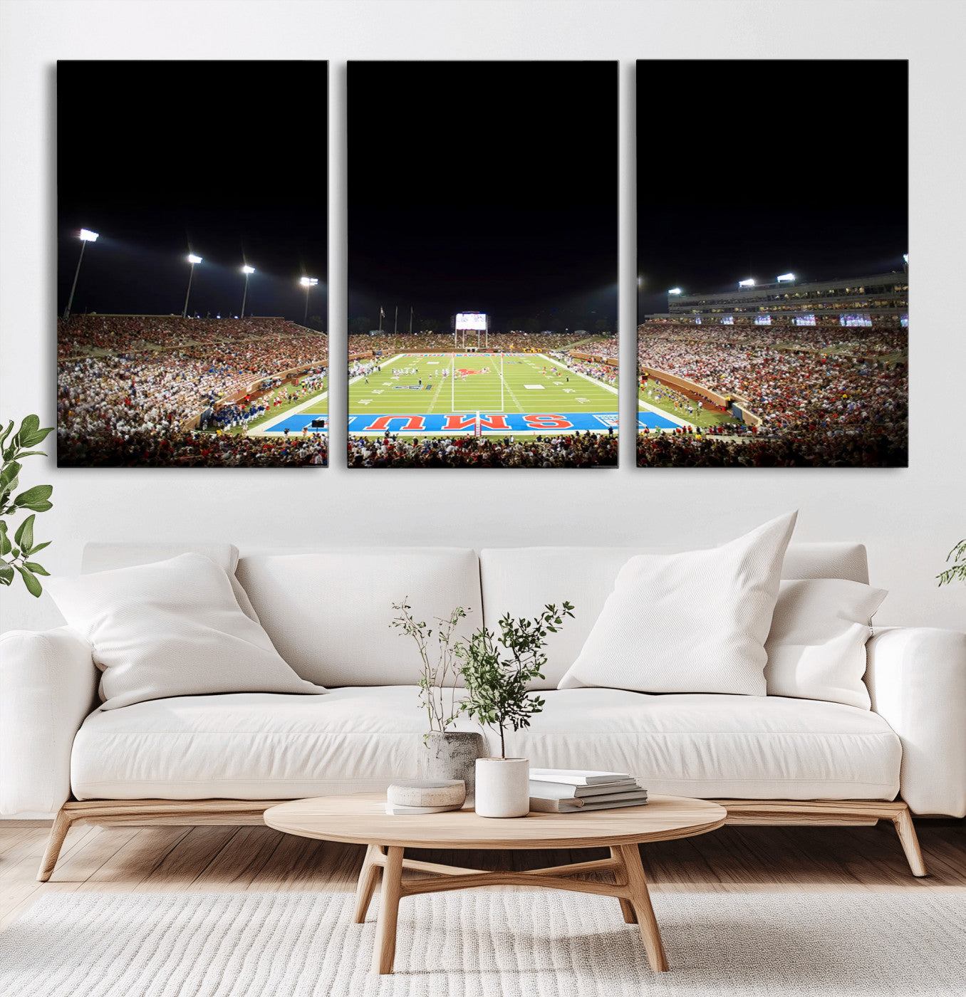 MGV-CV-60X30-3P - SMU Mustangs Football Team Print - Dallas Gerald J. Ford Stadium Wall Art Canvas Print