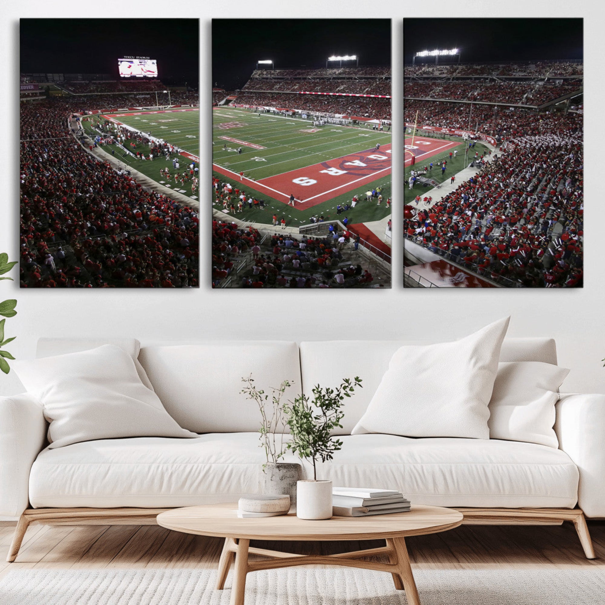 94207-MGV-CV-36X24-Houston Cougars Football Team Print - Houston TDECU Stadium Wall Art Canvas Print
