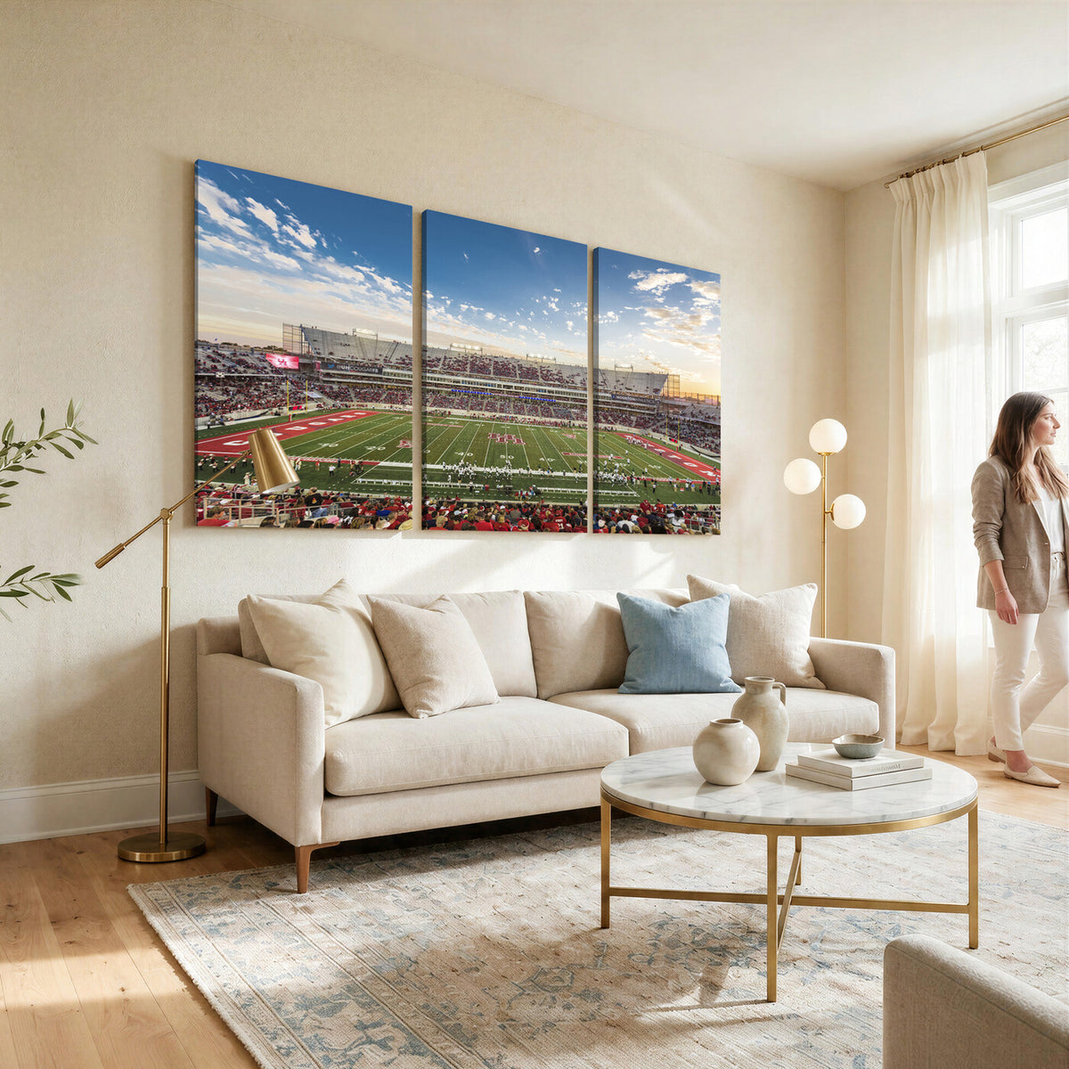 36612-MGV-CV-36X24 - Framed Houston Cougars Football Team Print - Houston TDECU Stadium Wall Art Canvas Print