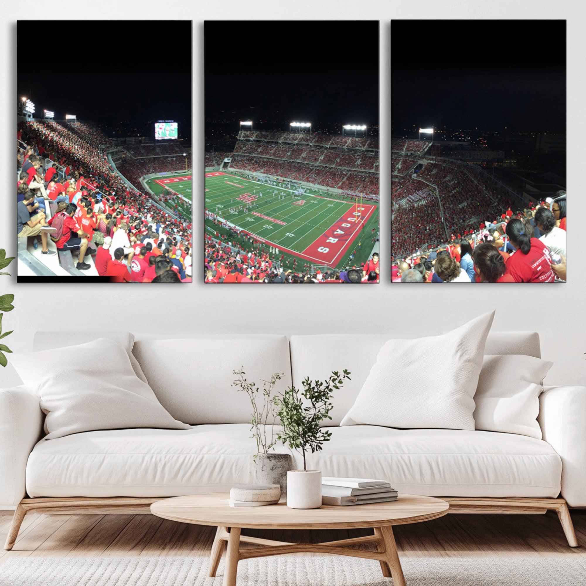 67036-MGV-CV-36X24-Houston Cougars Football Team Print - Houston TDECU Stadium Wall Art Canvas Print