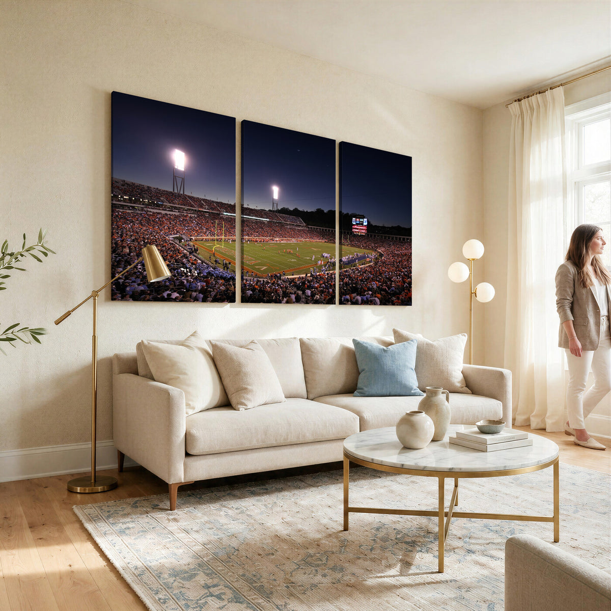 69378-MGV-CV-36X24 - Virginia Cavaliers Football Team Print - Charlottesville Scott Stadium Canvas Print Wall Art