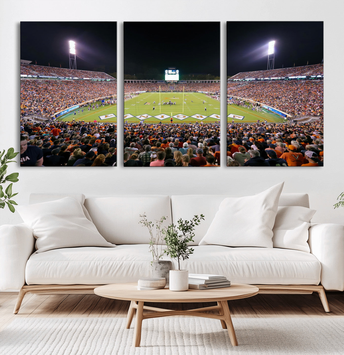 MGV-CV-60X30-3P - Virginia Cavaliers Football Team Print - Charlottesville Scott Stadium Wall Art Canvas Print