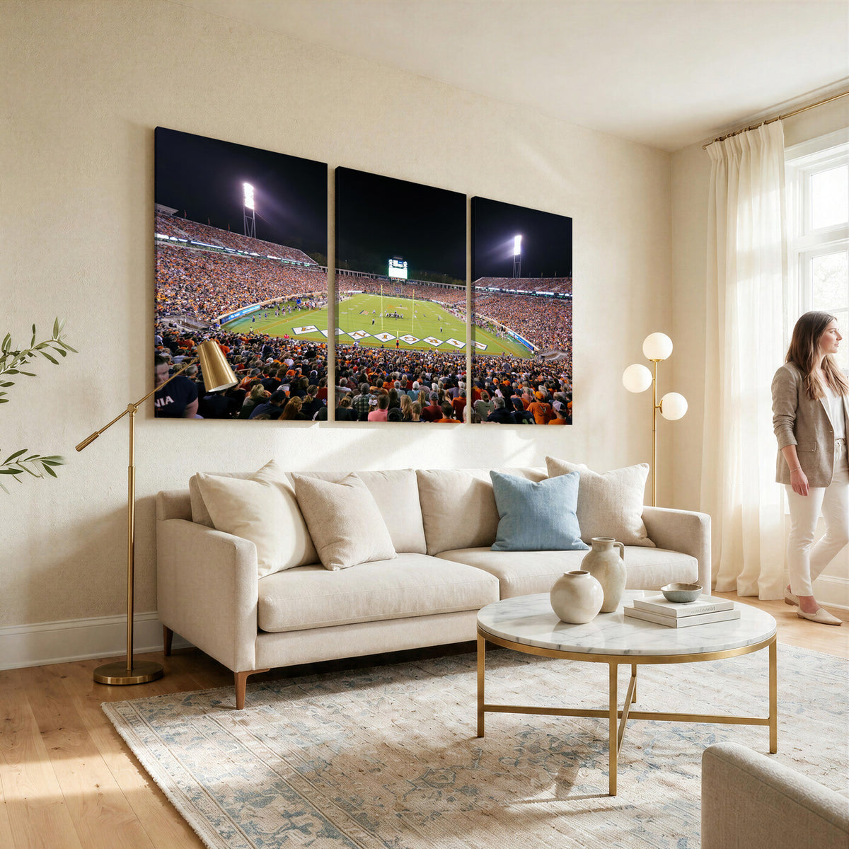 98441-MGV-CV-36X24 - Virginia Cavaliers Football Team Print - Charlottesville Scott Stadium Wall Art Canvas Print