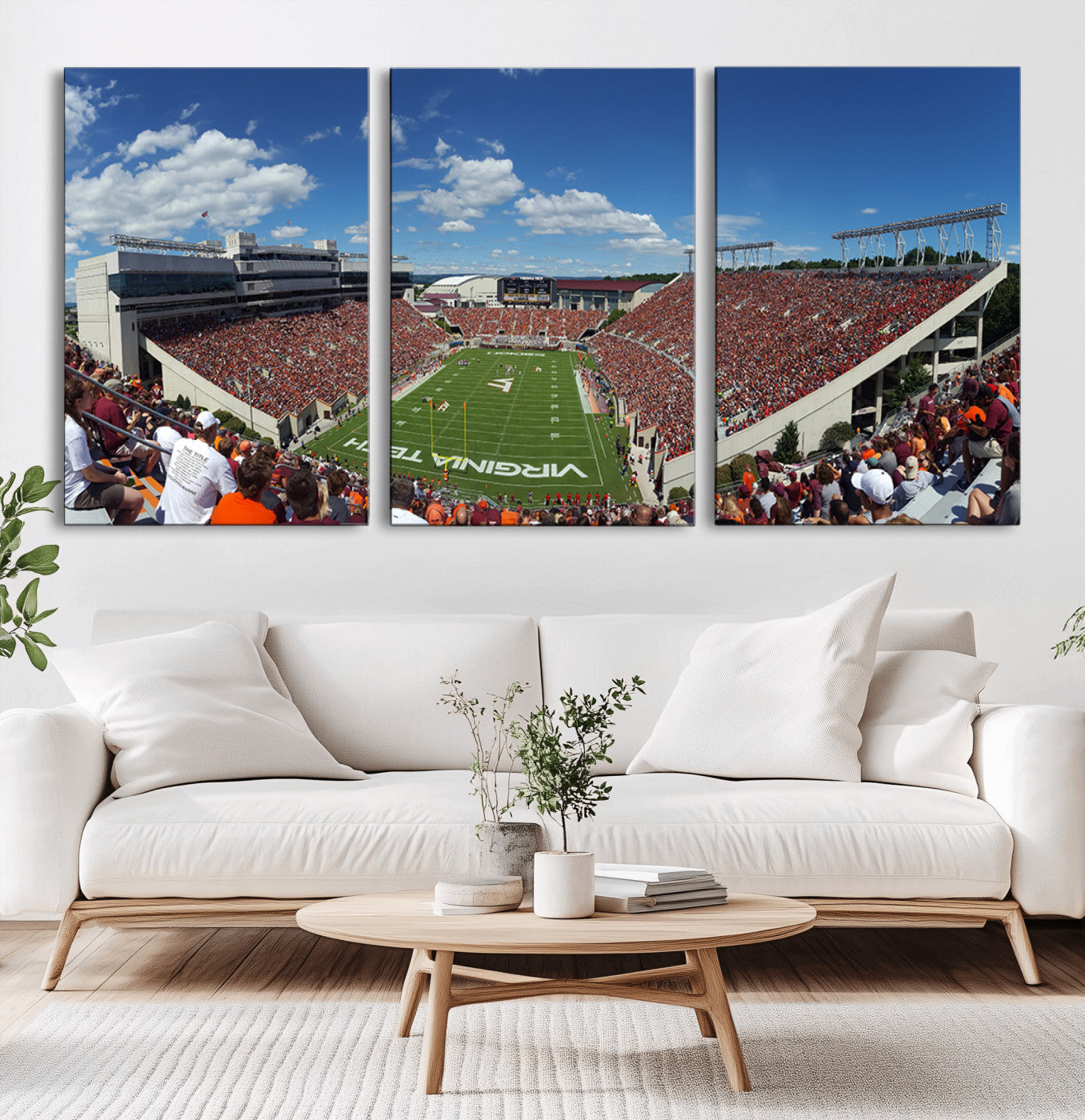 MGV-CV-60X30-3P - Virginia Tech Hokies Football Team Print - Blacksburg Lane Stadium Wall Art Canvas Print