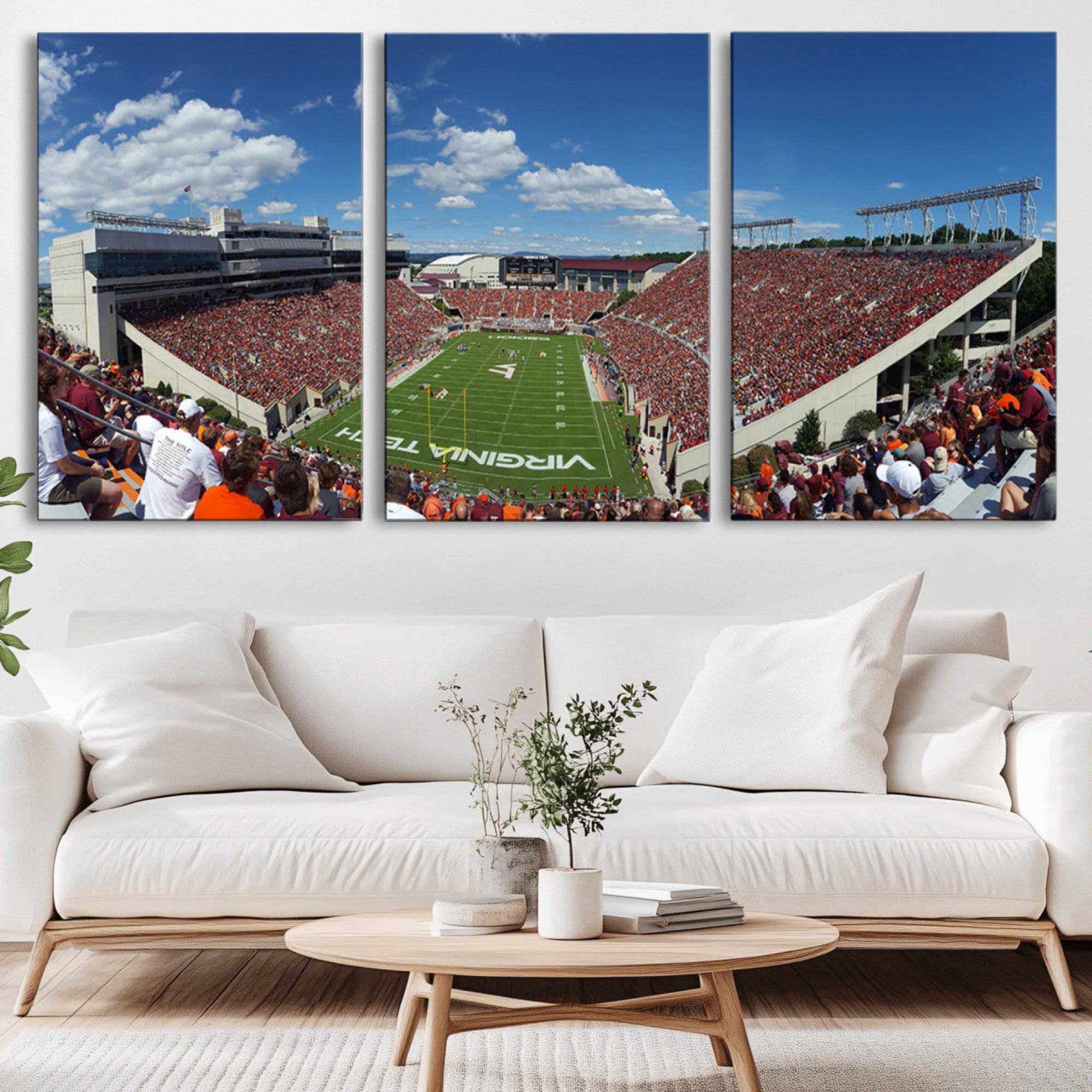 87769-MGV-CV-36X24-Virginia Tech Hokies Football Team Print - Blacksburg Lane Stadium Wall Art Canvas Print