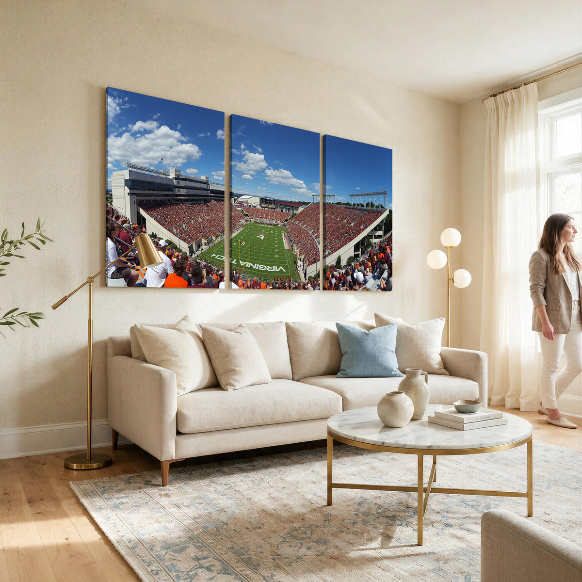 87769-MGV-CV-36X24 - Virginia Tech Hokies Football Team Print - Blacksburg Lane Stadium Wall Art Canvas Print