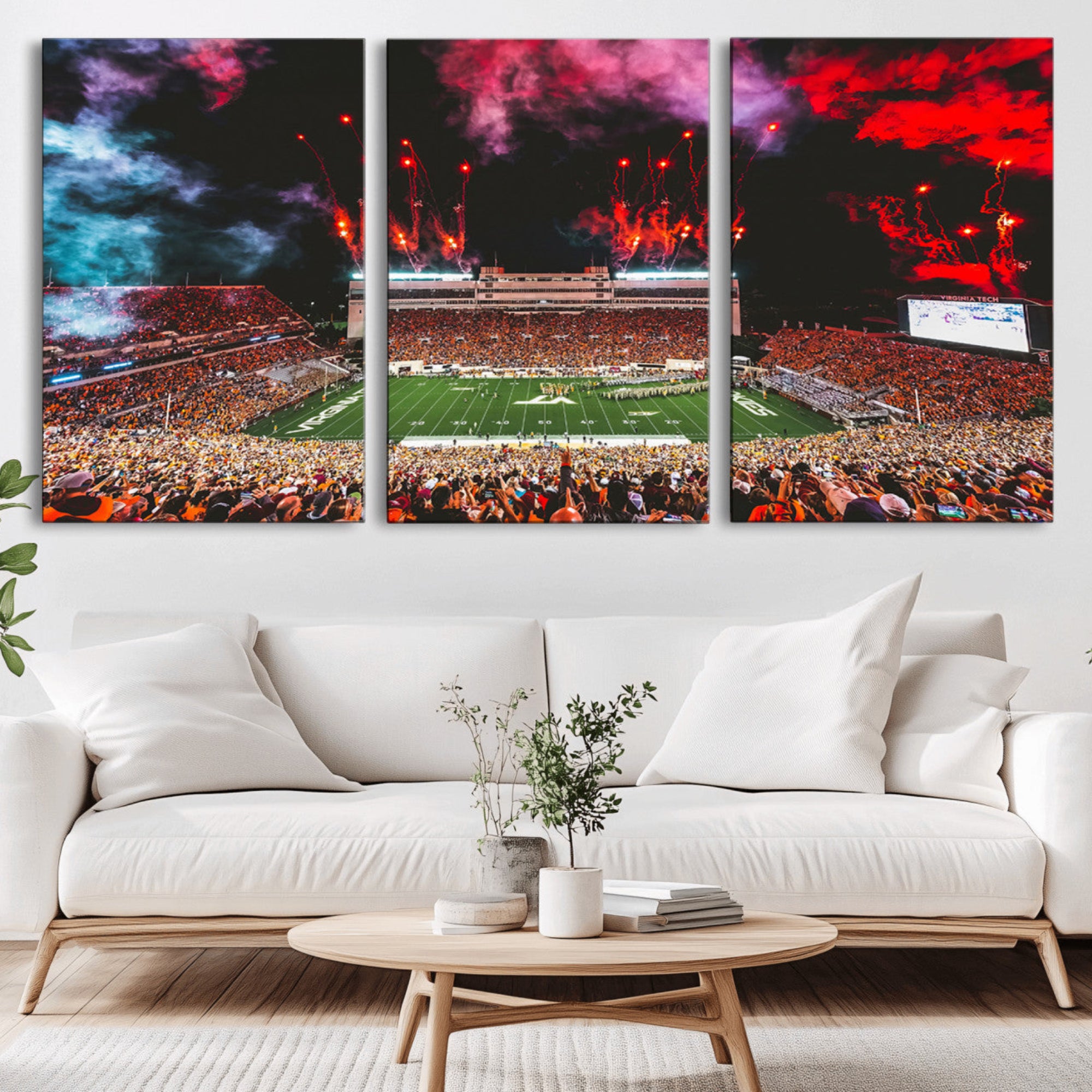 65761-MGV-CV-36X24-Virginia Tech Hokies Football Team Print - Blacksburg Lane Stadium Wall Art Canvas Print