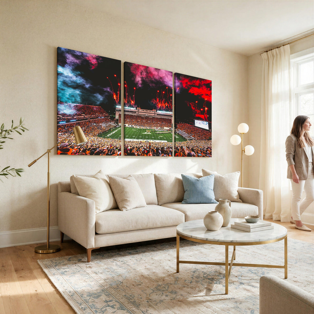 65761-MGV-CV-36X24 - Virginia Tech Hokies Football Team Print - Blacksburg Lane Stadium Wall Art Canvas Print