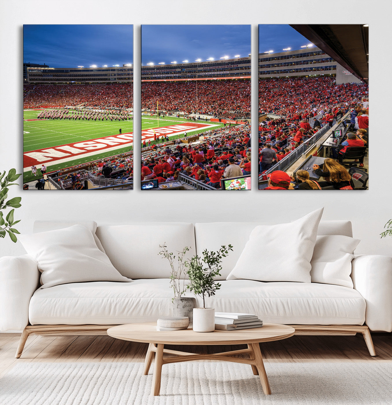 MGV-CV-60X30-3P - Wisconsin Badgers Football Team Print - Madison Camp Randall Stadium Wall Art, Wisconsin Badgers
