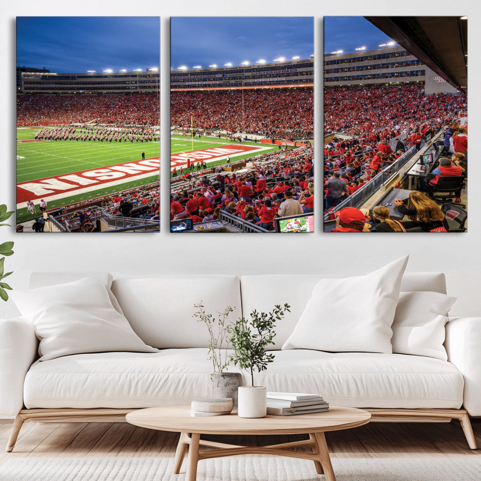 57601-MGV-CV-36X24-Wisconsin Badgers Football Team Print - Madison Camp Randall Stadium Wall Art, Wisconsin Badgers