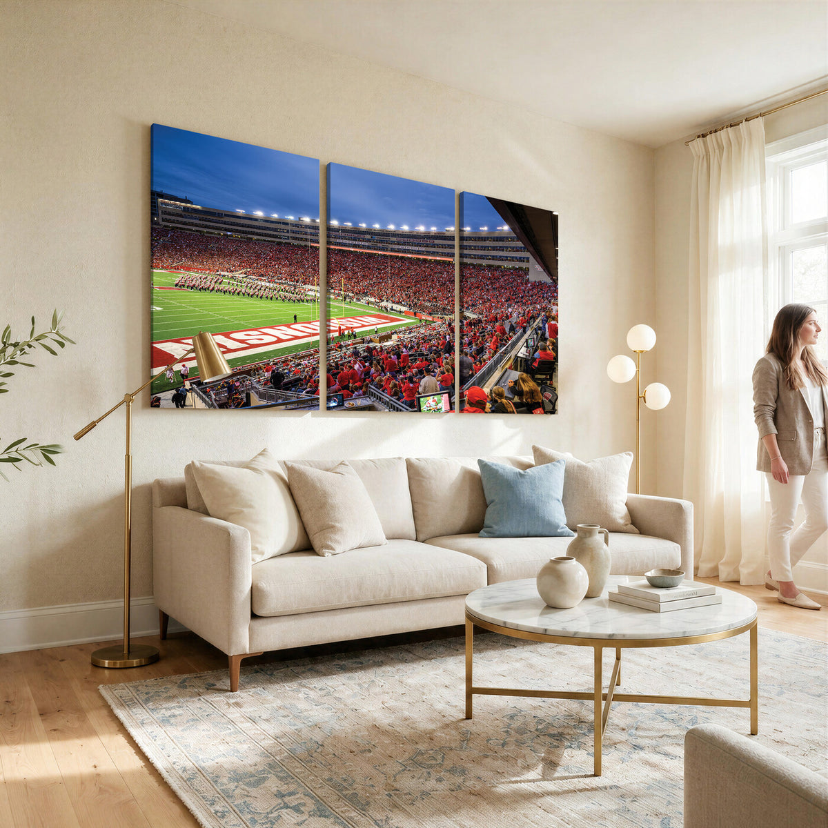 57601-MGV-CV-36X24 - Wisconsin Badgers Football Team Print - Madison Camp Randall Stadium Wall Art, Wisconsin Badgers