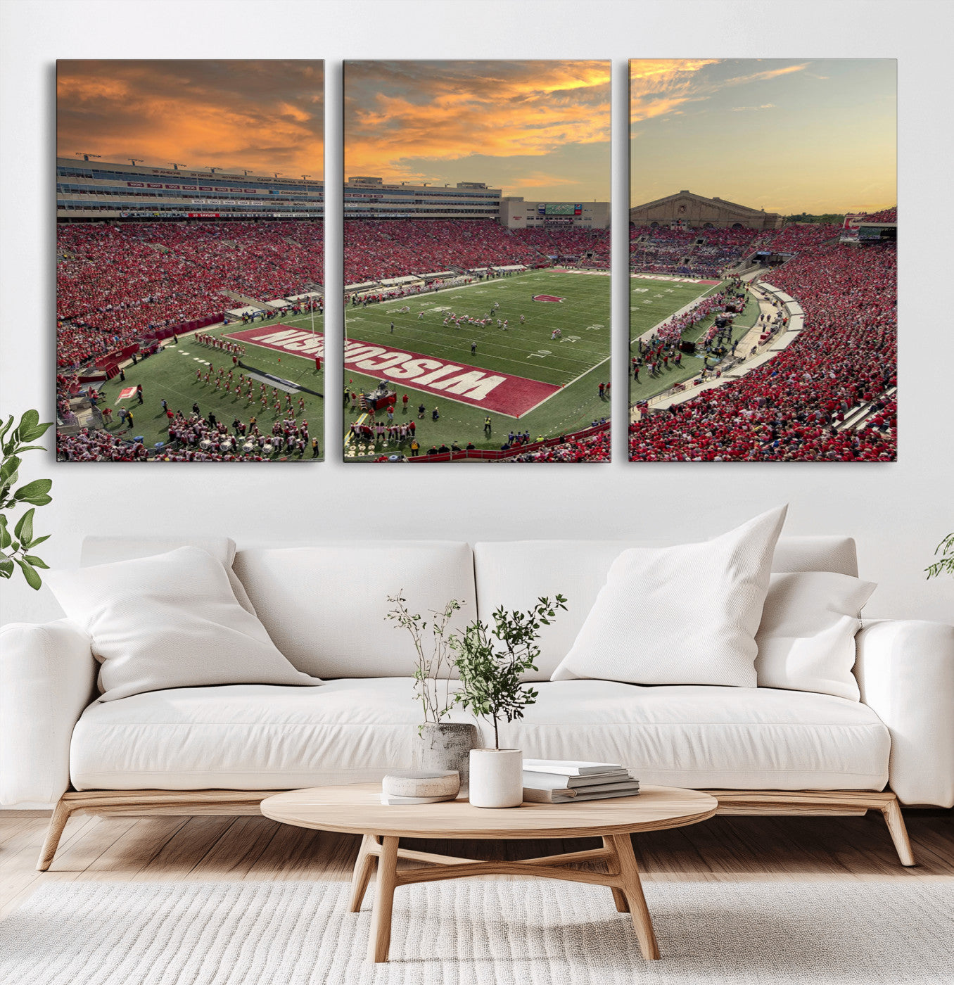MGV-CV-60X30-3P - Camp Randall Stadium Wisconsin Badgers Large Wall Art Canvas Print | College Football Stadium Wall