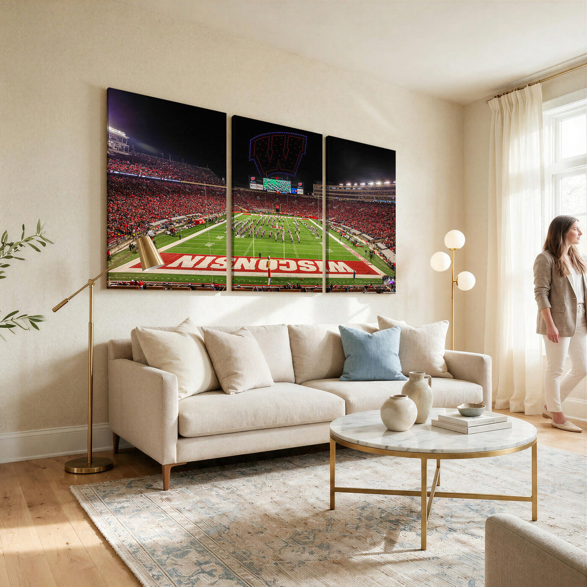 34125-MGV-CV-36X24 - Wisconsin Badgers Football Team Print Canvas- Madison Camp Randall Stadium Wall Art Canvas Print