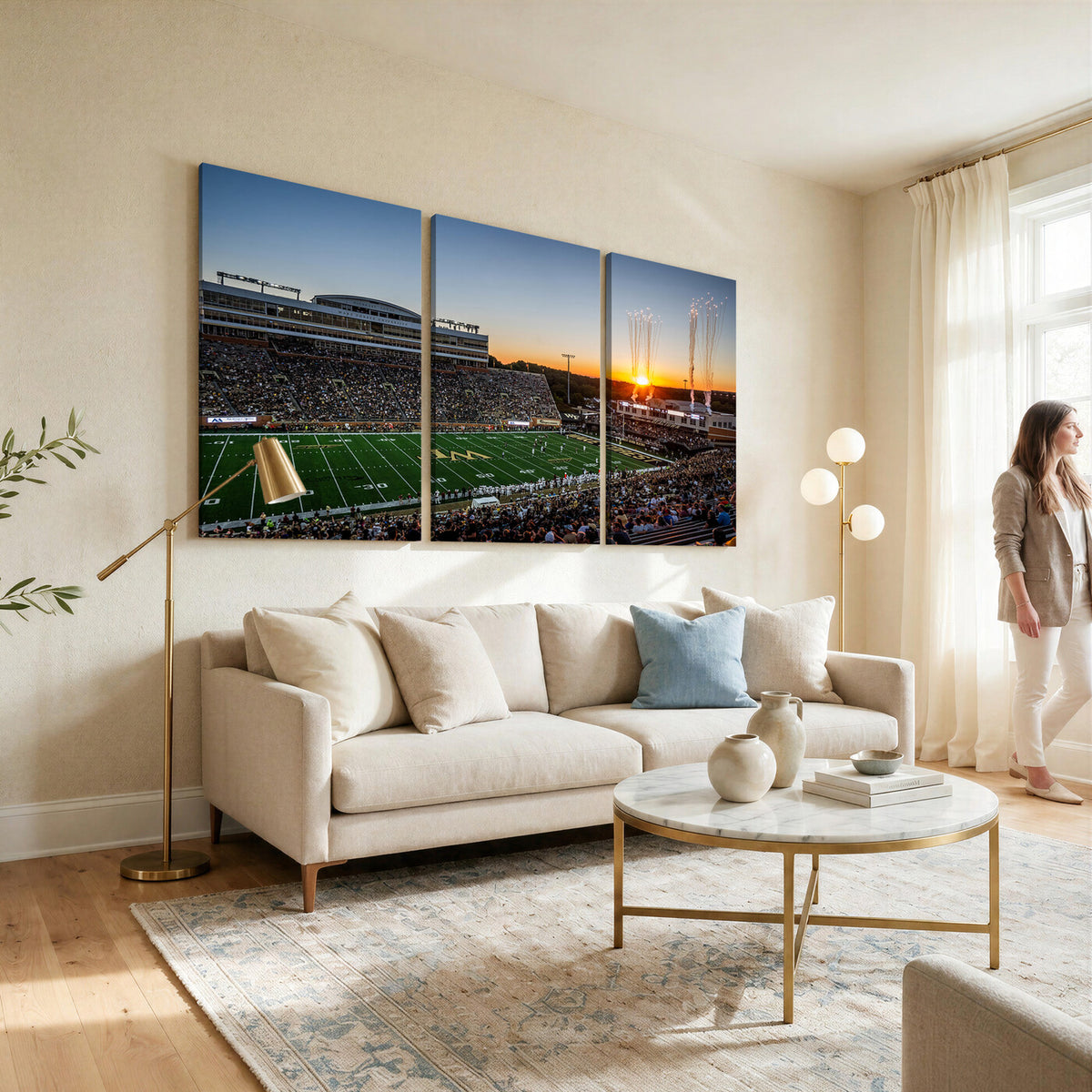 29253-MGV-CV-36X24 - Demon Deacons Football Team Print Canvas- Winston-Salem Allegacy Federal Credit Union Stadium Wall