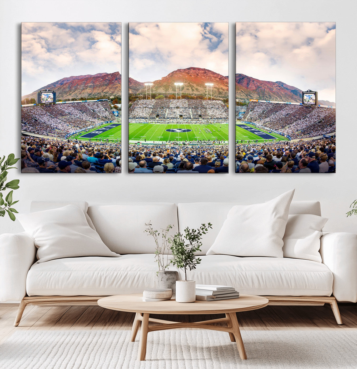 MGV-CV-60X30-3P - Brigham Young University Cougars Football Team Print - Provo LaVell Edwards Stadium Wall Art Canvas