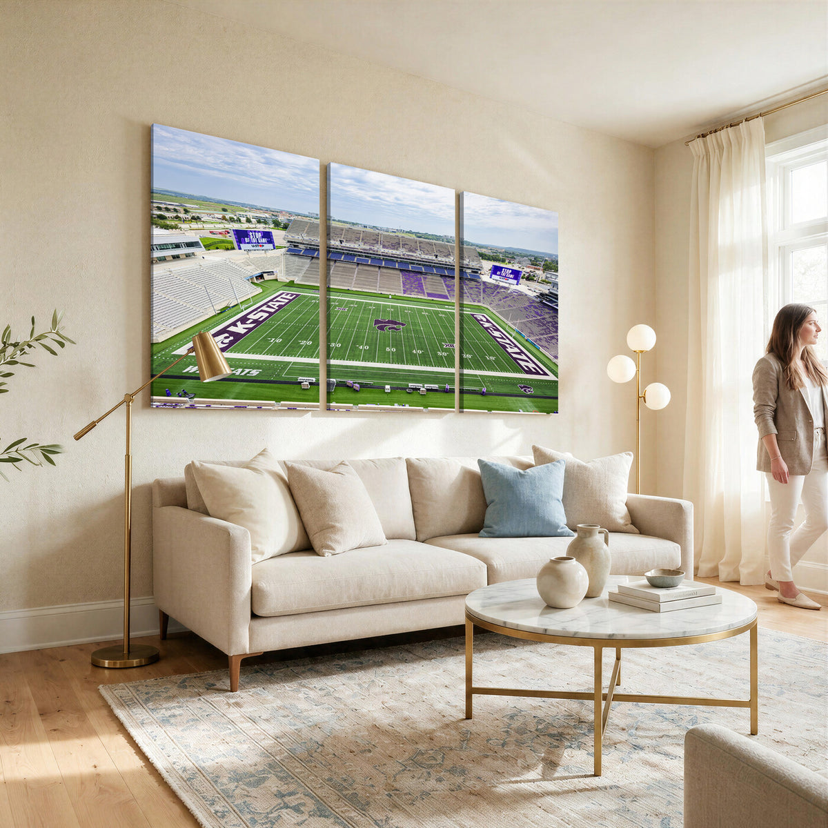 29452-MGV-CV-36X24 - KState Wildcats Football Team Print - Manhattan Bill Snyder Family Football Stadium Wall Art Canvas