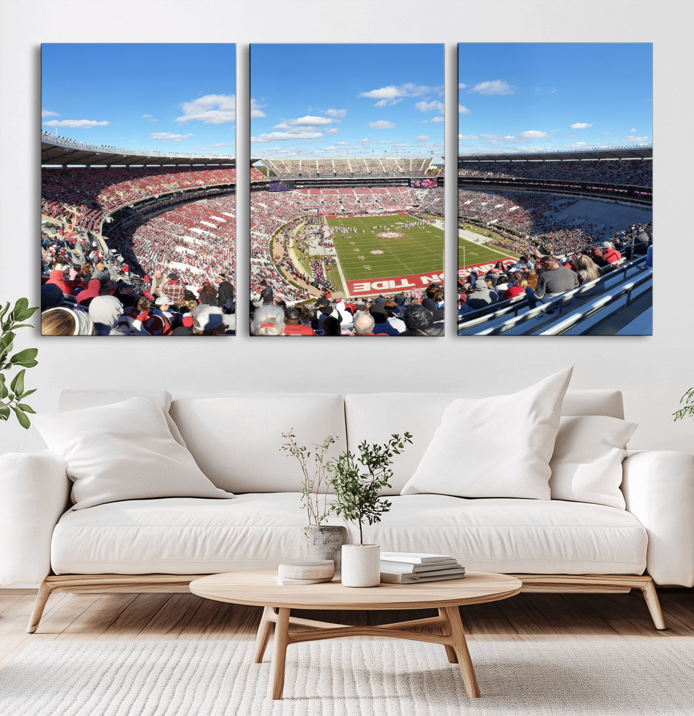 MGV-CV-60X30-3P - University of Alabama Crimson Tide Print Wall Art - Tuscaloosa Bryant-Denny Stadium Wall Art Canvas